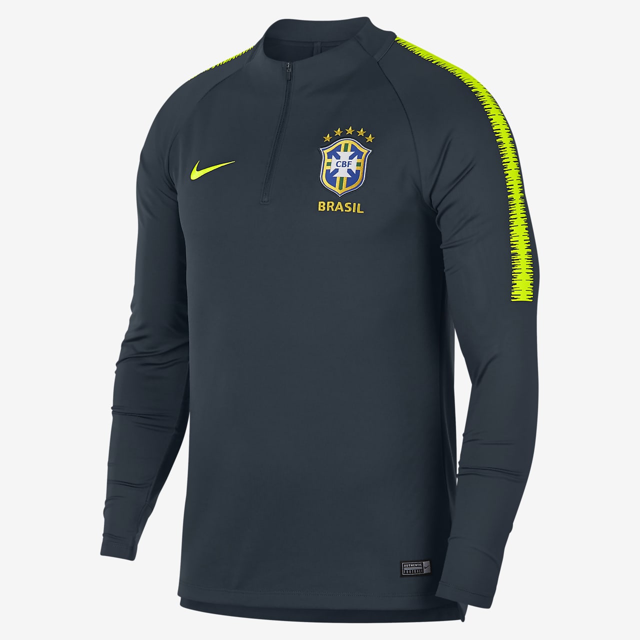 Brasil CBF Dri-FIT Squad Drill Camiseta de fútbol de manga larga - Hombre.  Nike ES