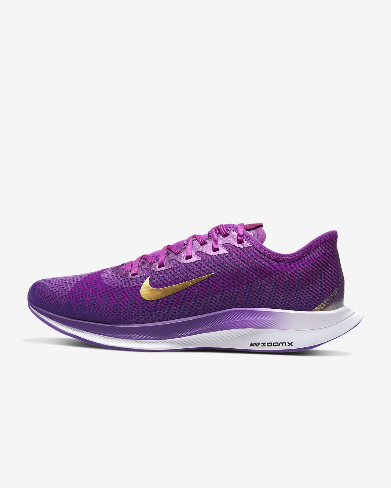 purple running shoes