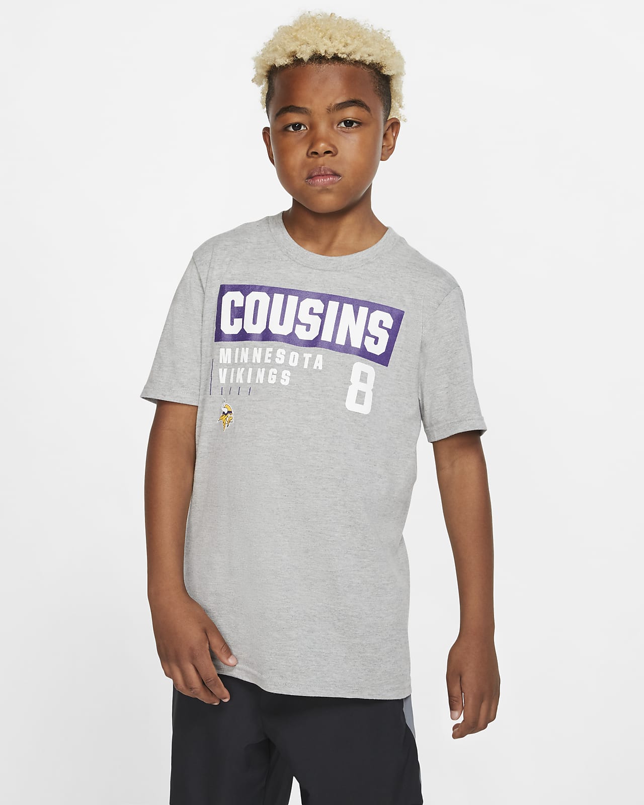 Playera para niño talla grande NFL Minnesota Vikings (Kirk Cousins). Nike .com