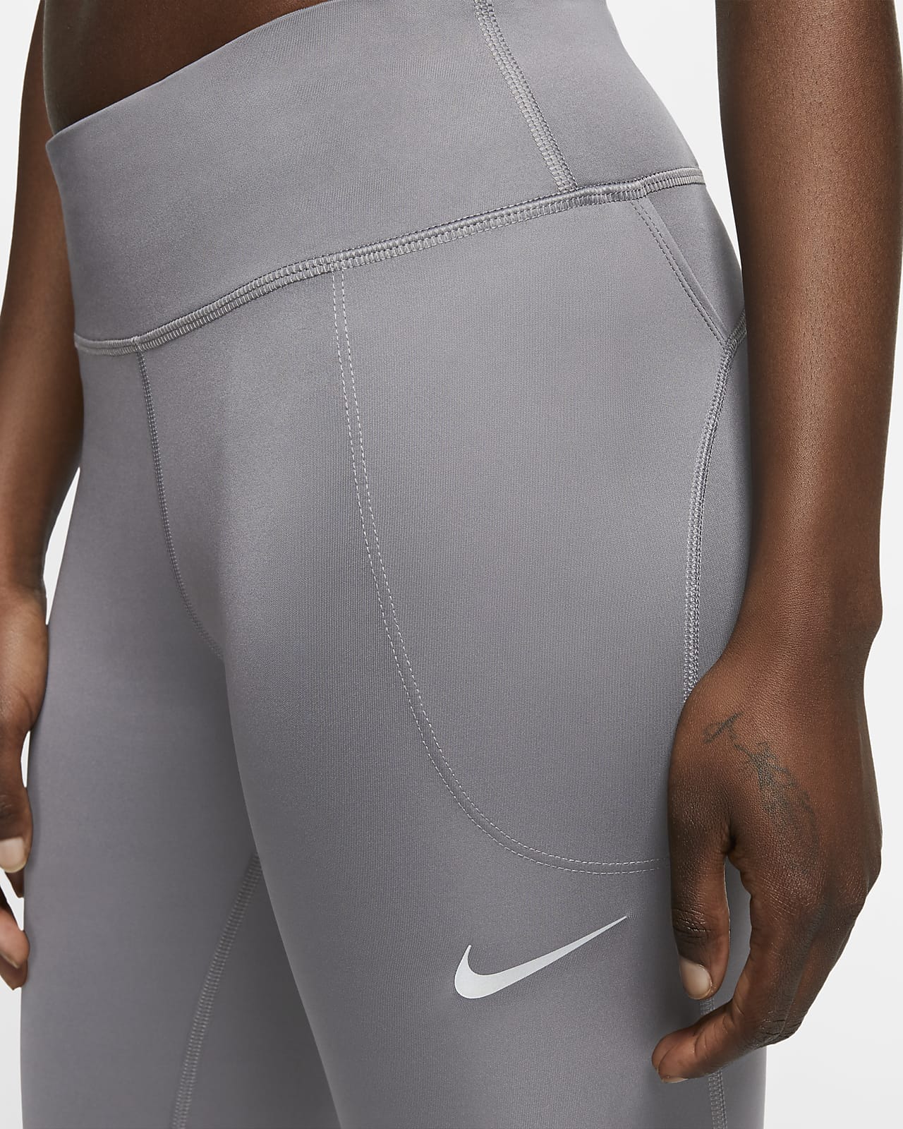 Nike Womens Size XS Mid-Rise Crop Dri-Fit Running Leggings Black DB4380-010