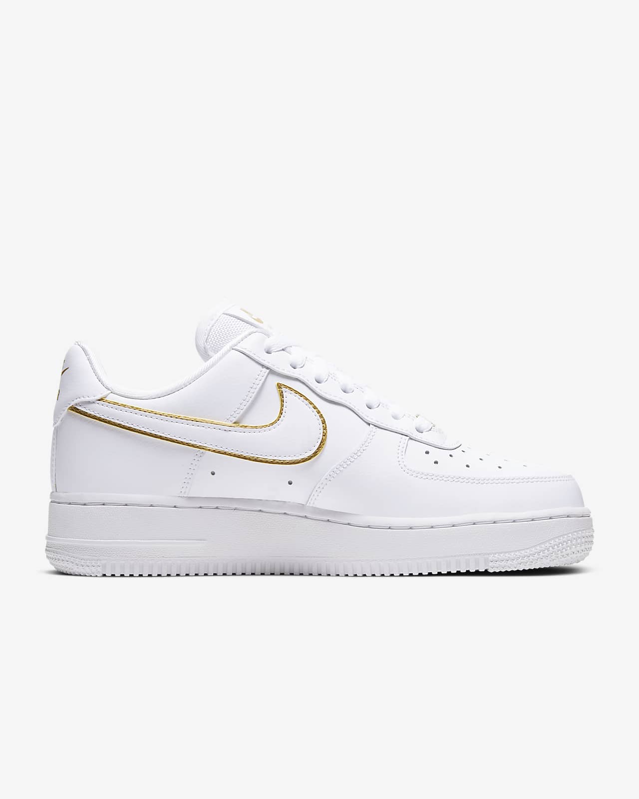 Nike White Air Force 1 '07 LV8 Metallic White Gold Sneakers