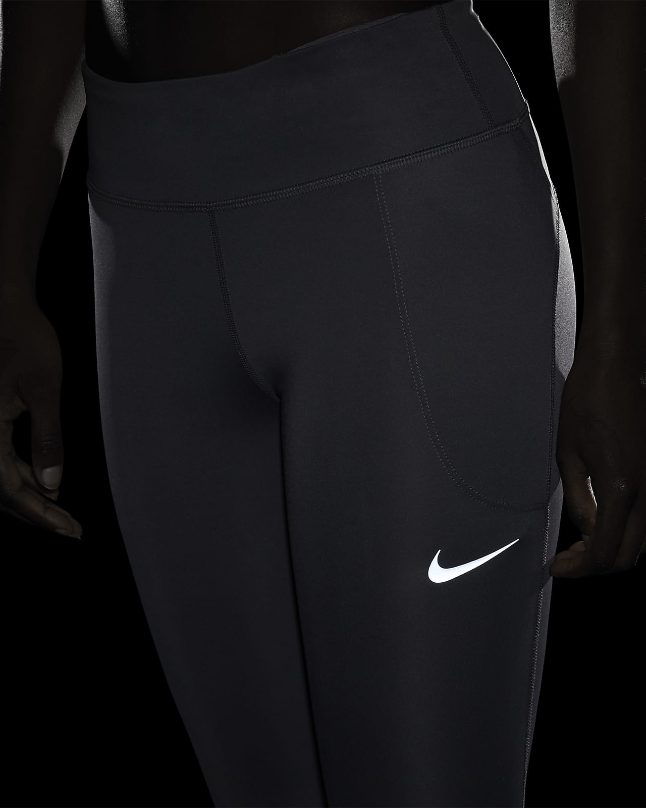 Nike Women's Swoosh Black Running 7/8 Cropped Legging (DC6914-010) Size 1X/2X/3X