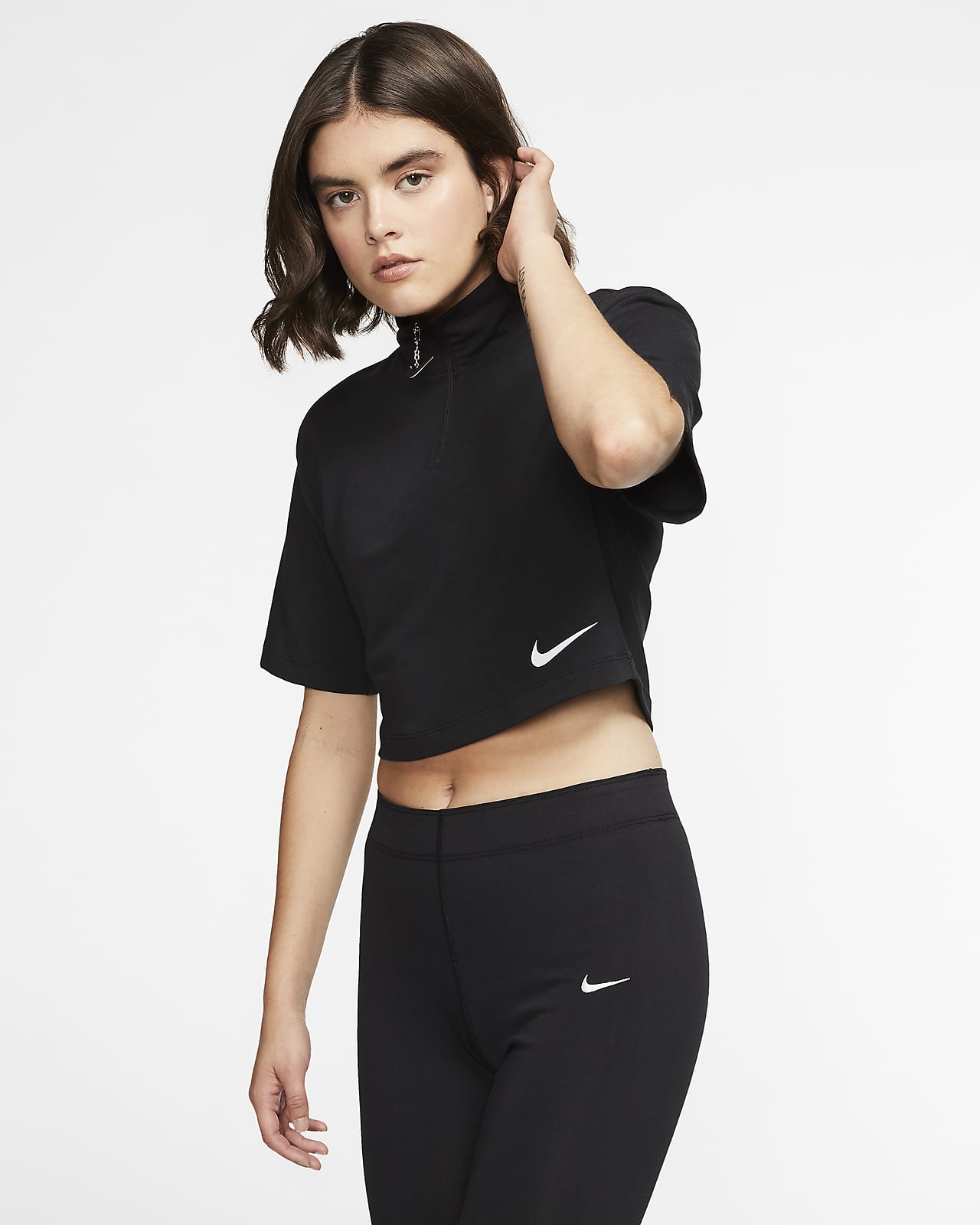 Prenda para la parte superior de manga corta y cuello alto para mujer Nike  Sportswear Swoosh. Nike.com