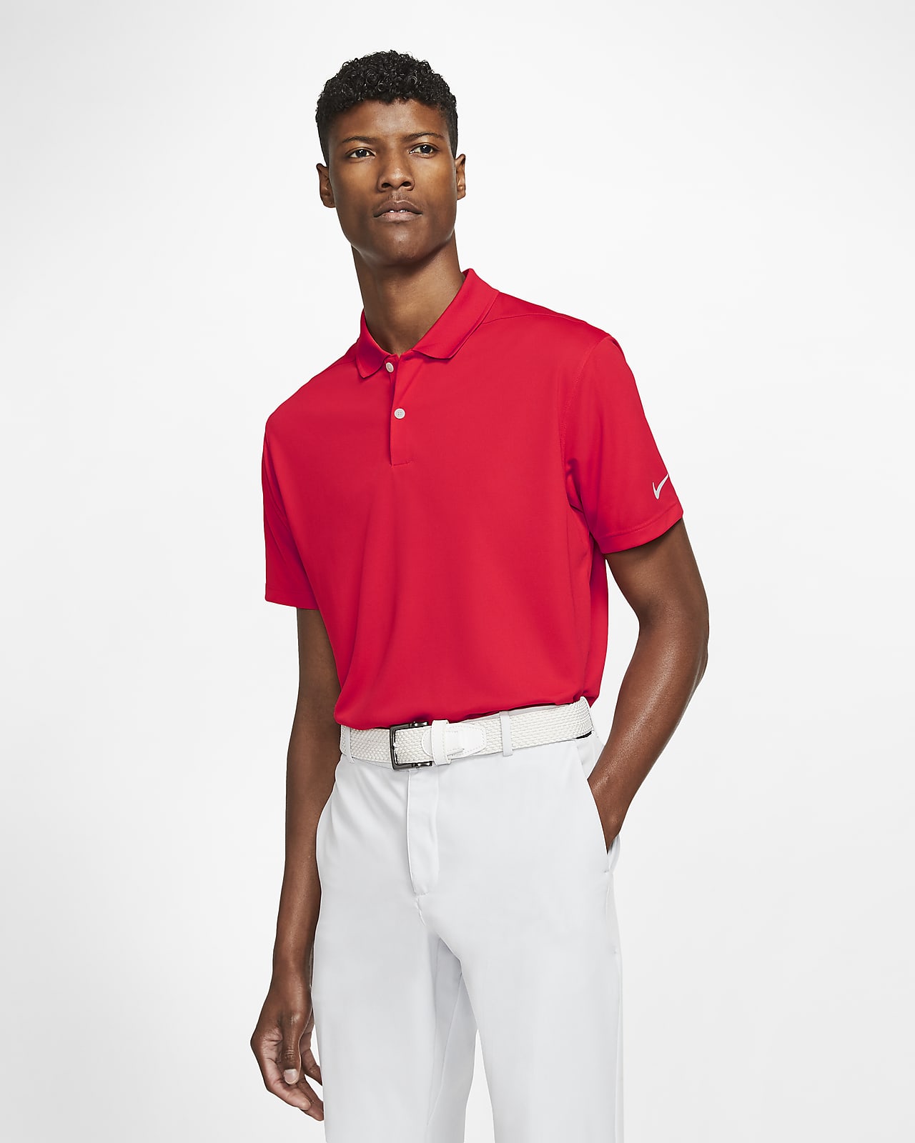 red nike golf polo