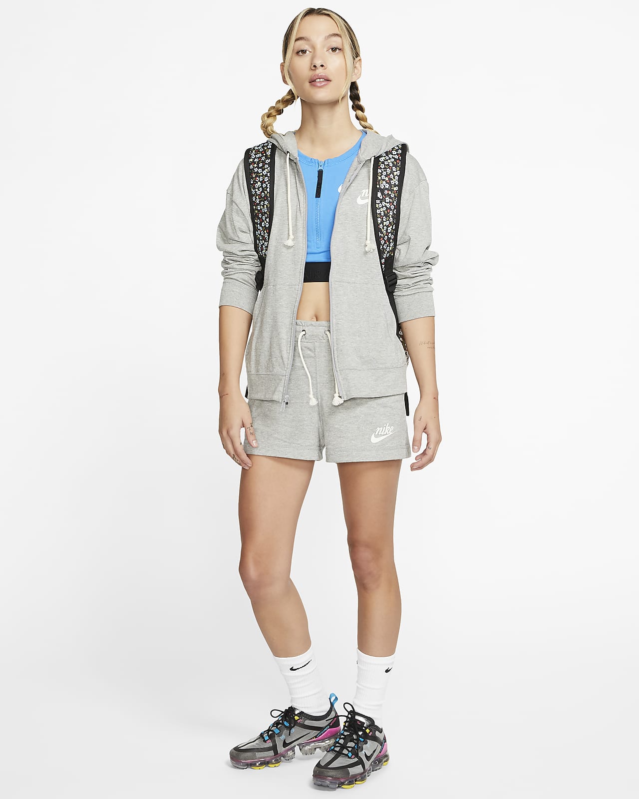 nike women's sportswear gym vintage zip hoodie