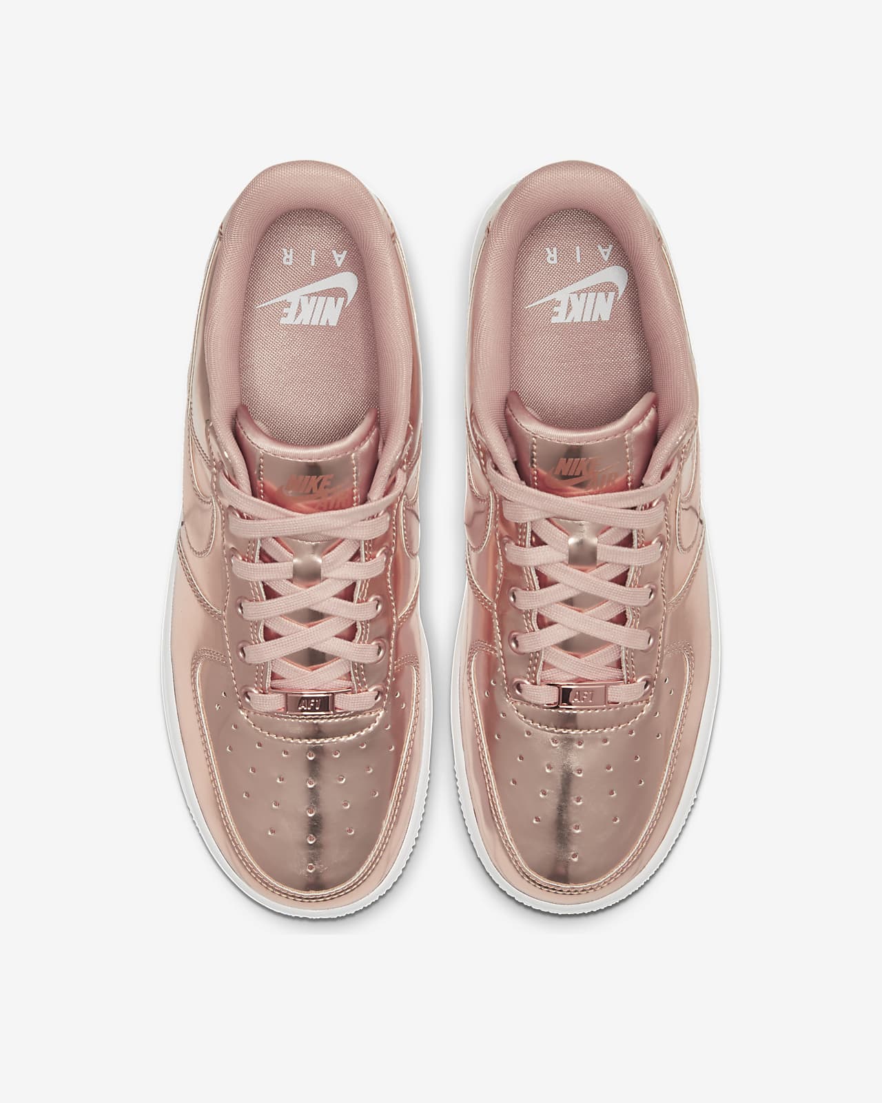 pink and rose gold nike trainers