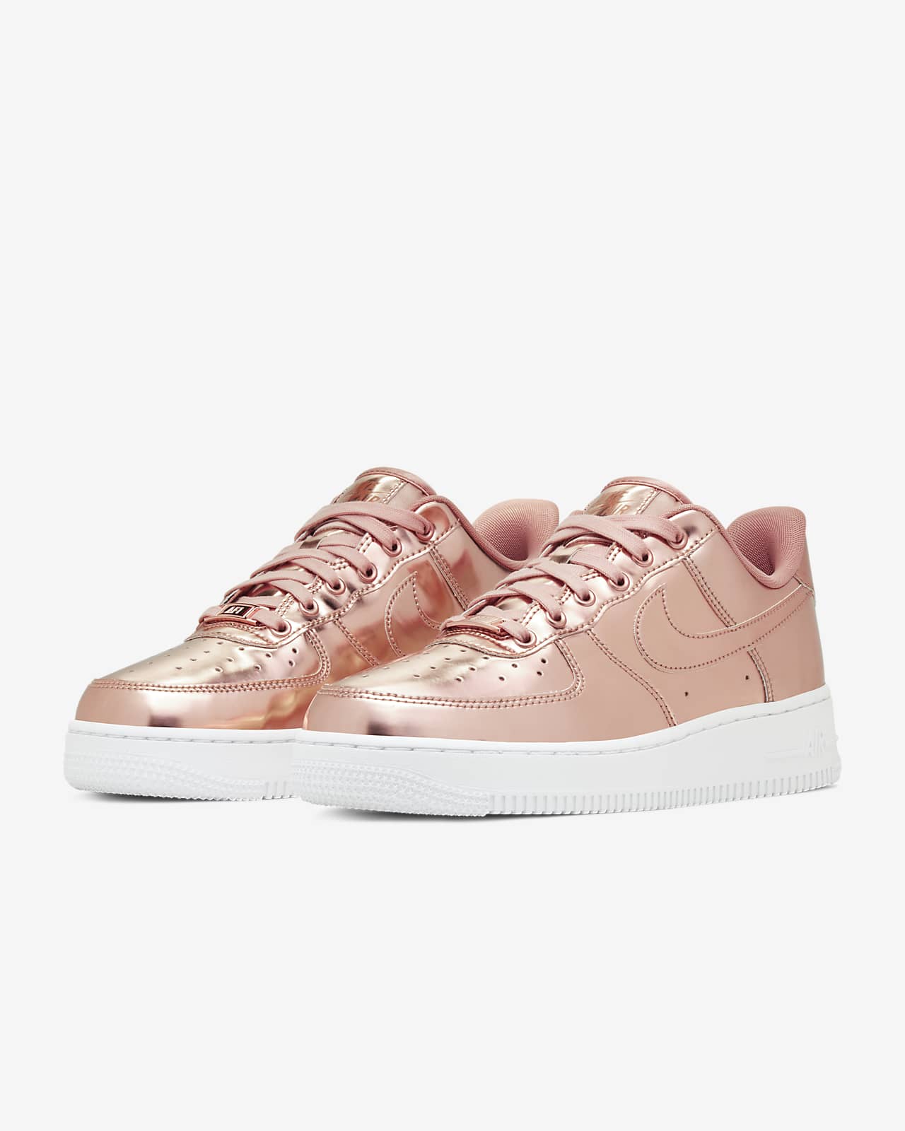 pink and rose gold nike trainers