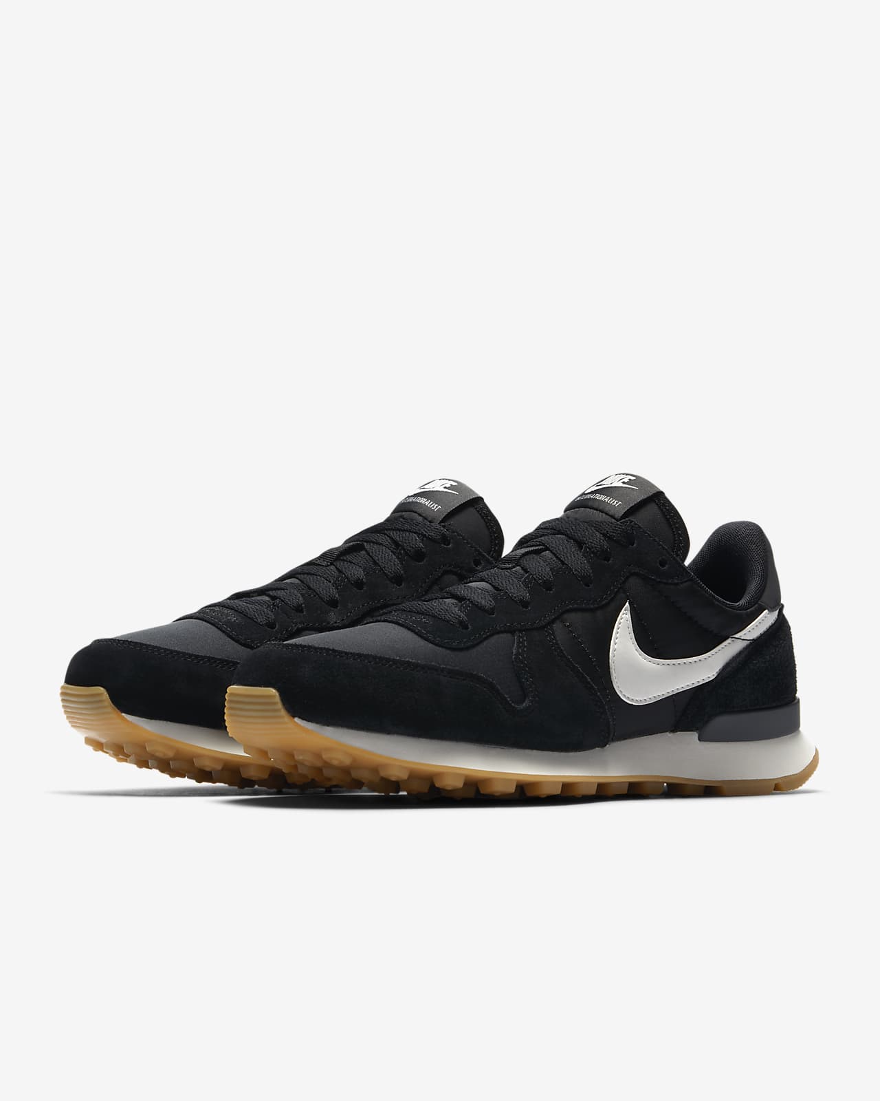 nike internationalist nylon sneakers in black and white