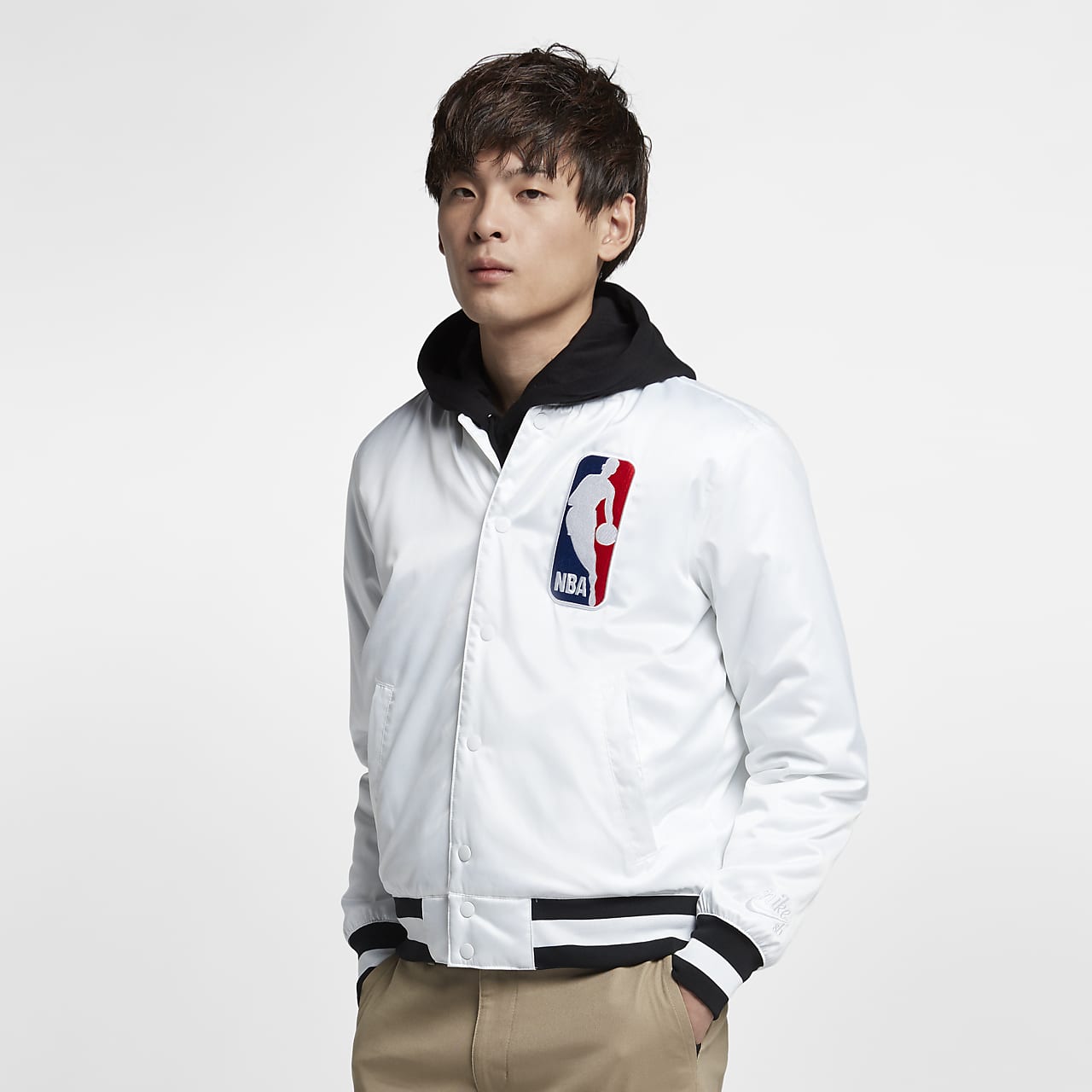 nba bomber jacket white