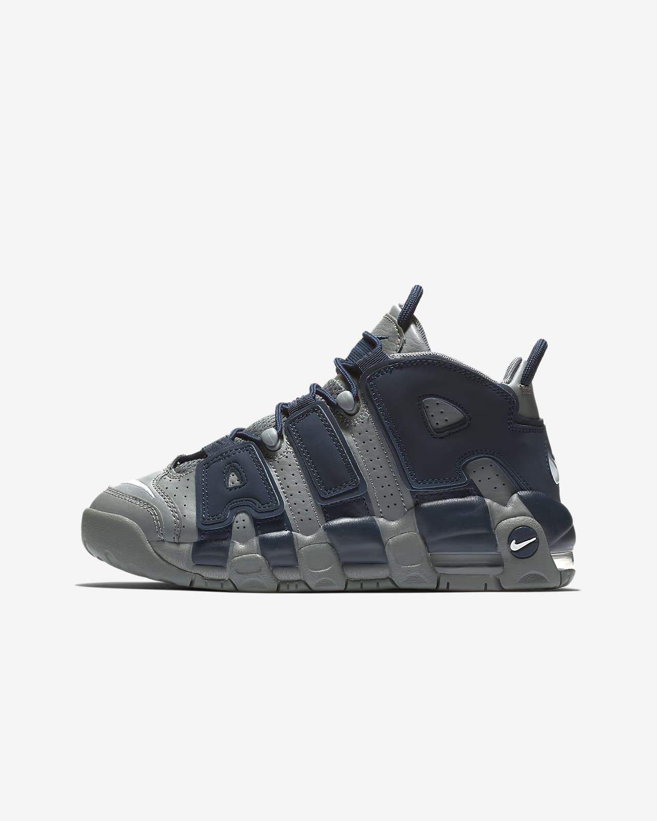 Nike Air More Uptempo Grey/Navy Grade School Kids' Shoes, Size: 6