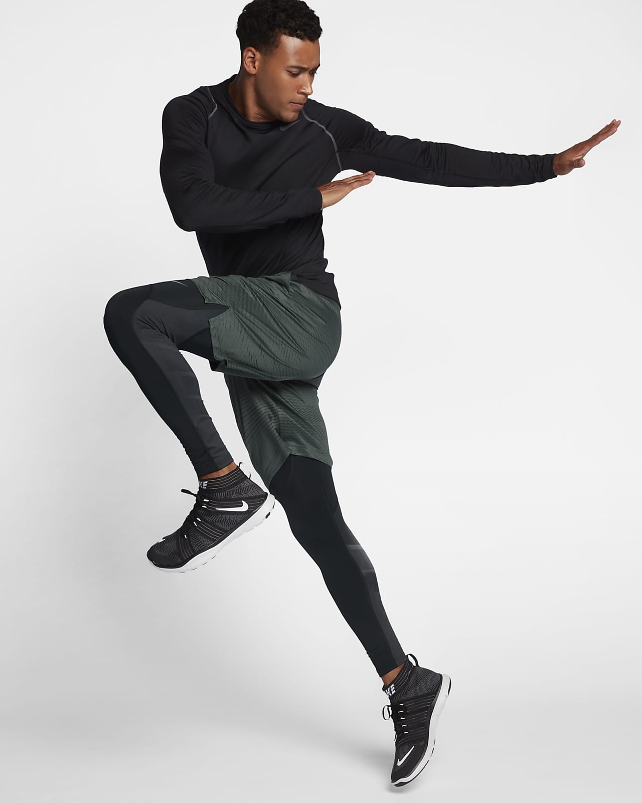 Nike Men's Dri Fit Max Pro Combat Hyperwarm Compression Tights Black Volt