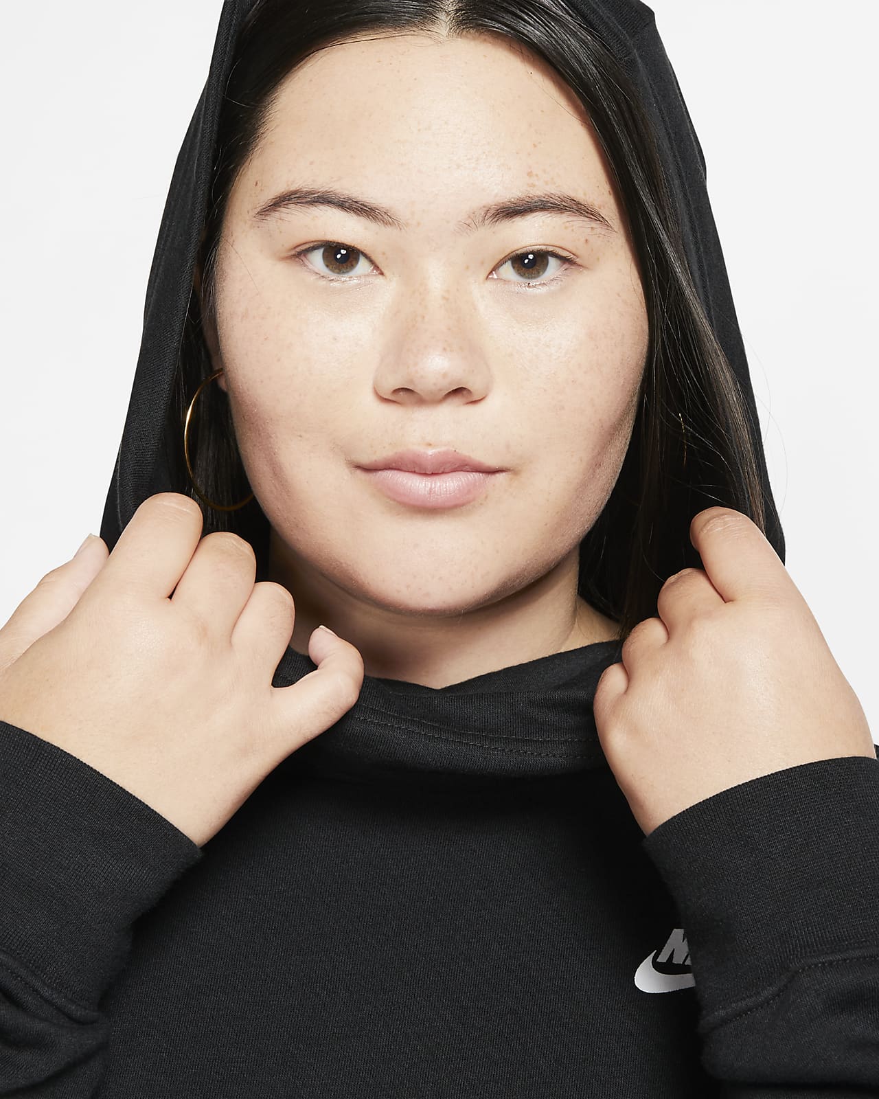 Plus size funnel neck hoodie Clearance