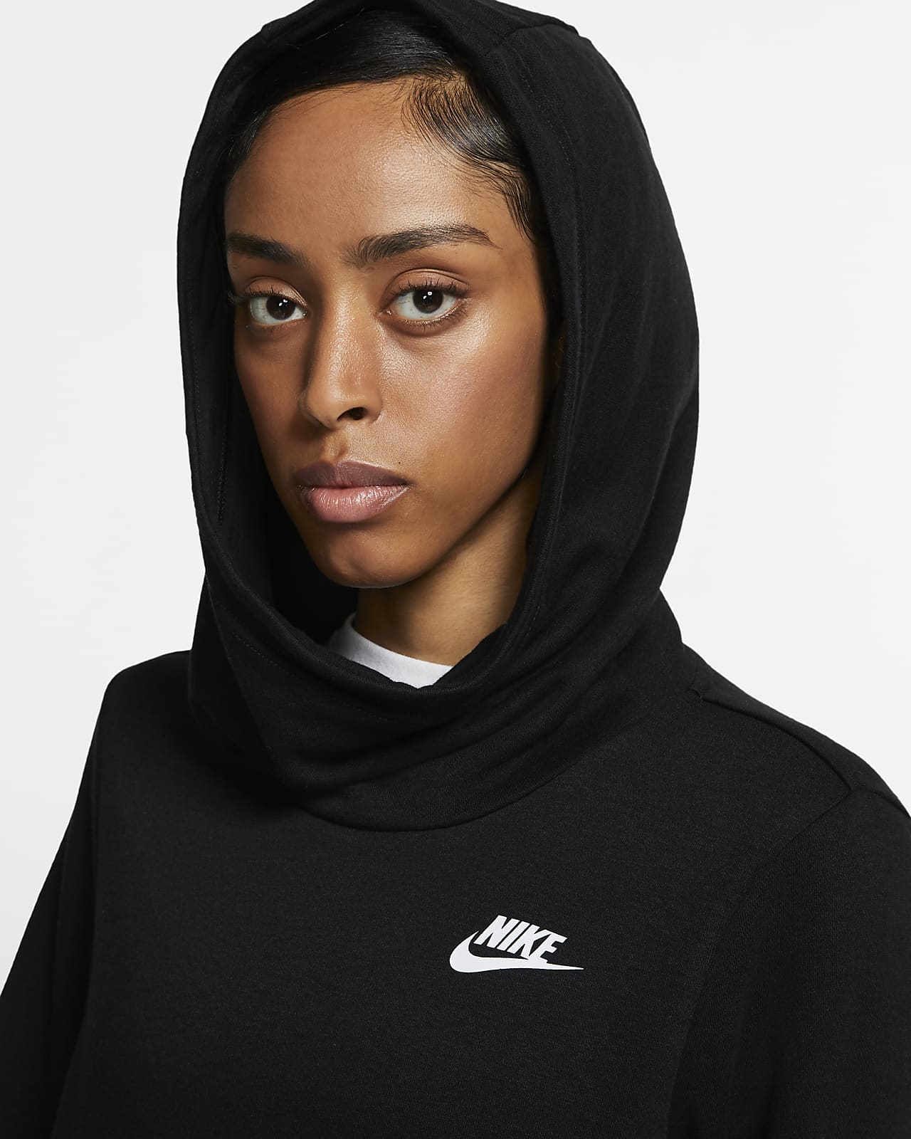 black funnel neck hoodie