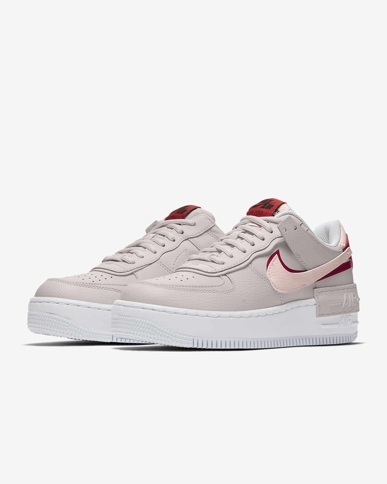 nike air force 1 shadow sneakers in white pink and green