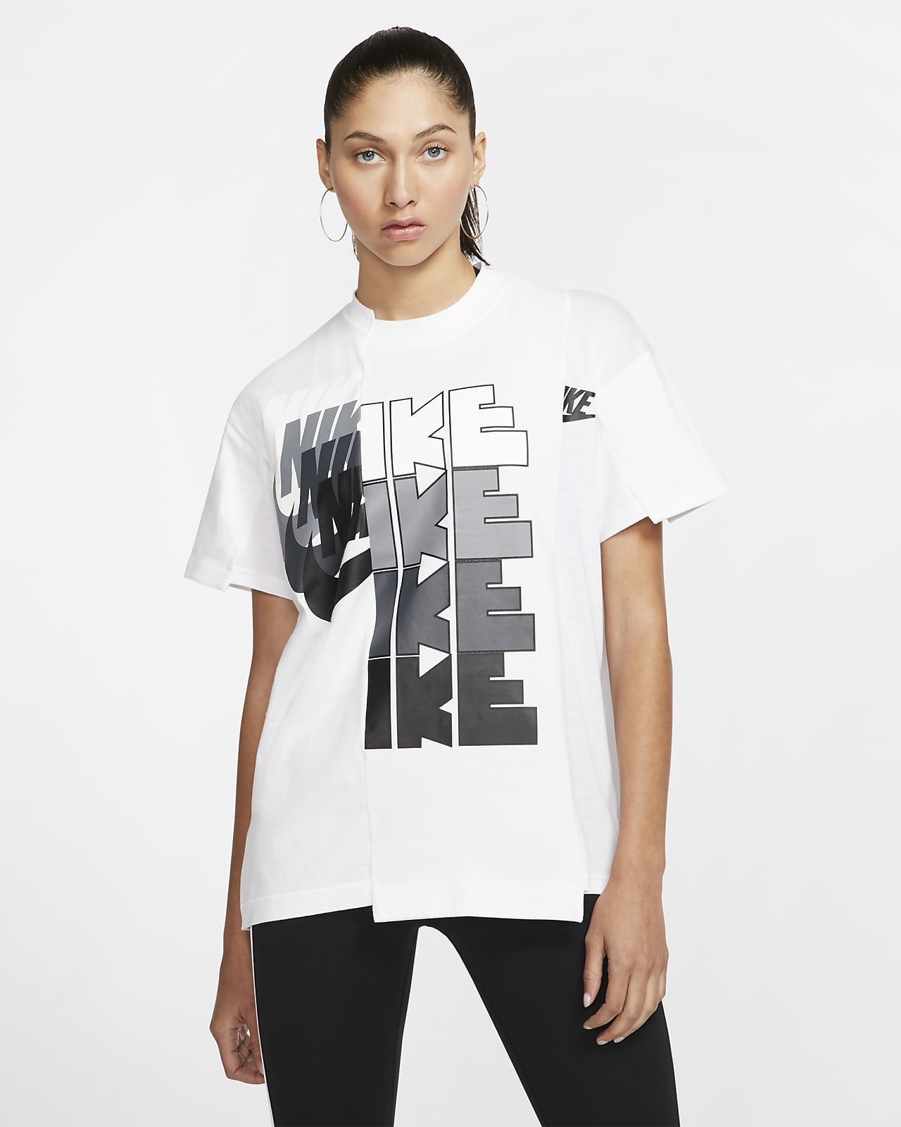 NIKE×sacai ナイキ サカイ ショートスリーブ トップ Tシャツ 黒 L