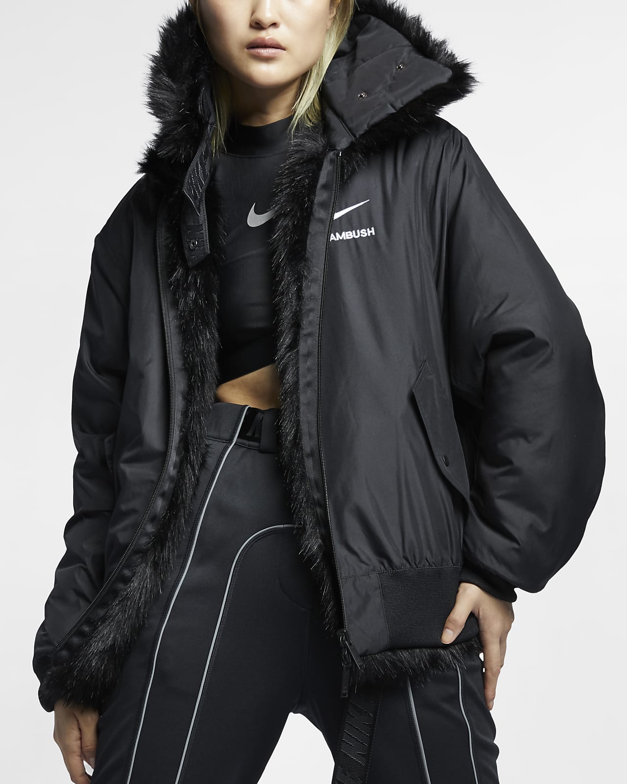 nike x ambush faux fur coat