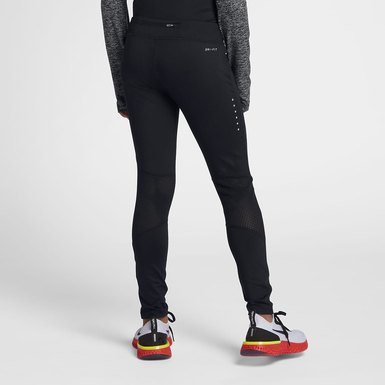 Nike Womens Dri Fit Relay Running Capri Tights Black/Grey Small