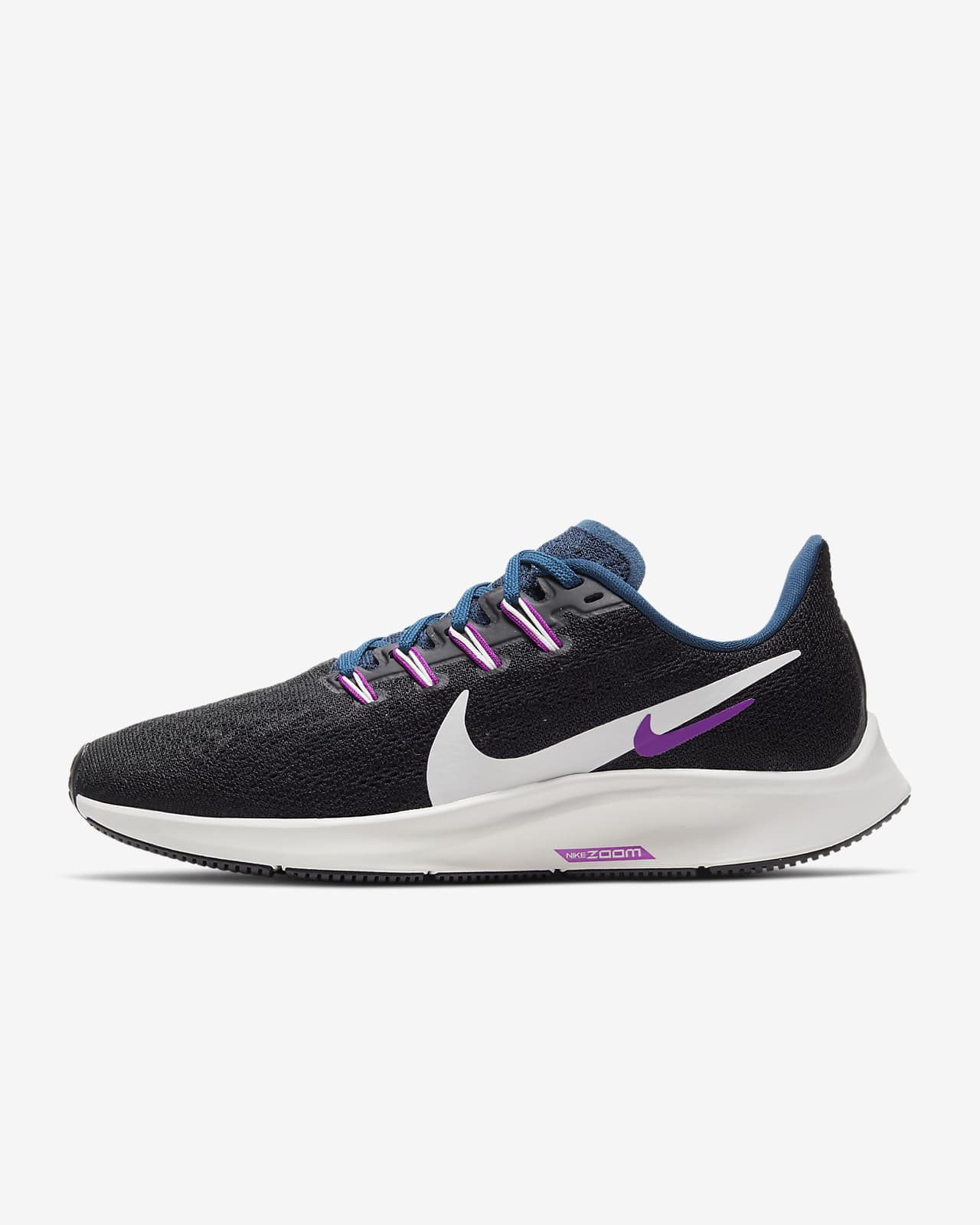 nike black purple running shoes