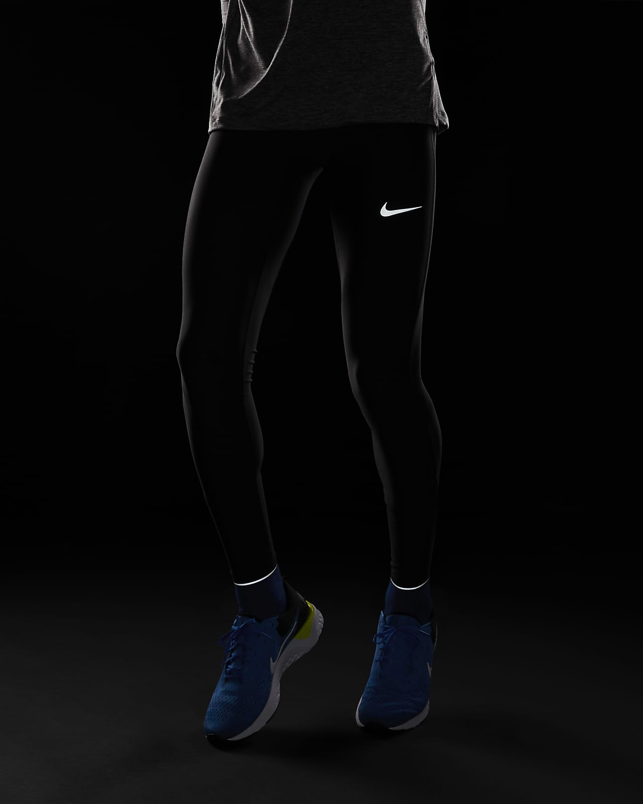 Nike Dri-Fit Challenger Running Tights Mens M L CZ8830-010 Black Reflective