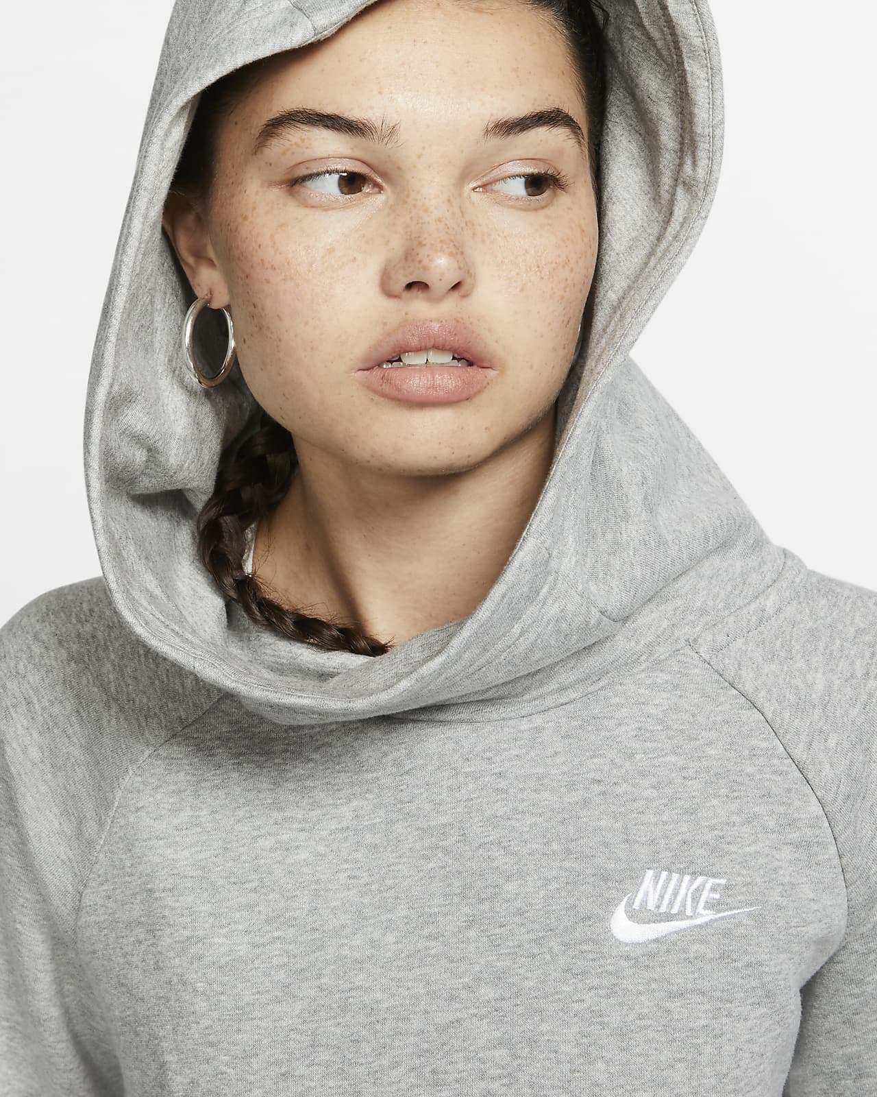 nike women's sportswear essential funnel neck fleece hoodie