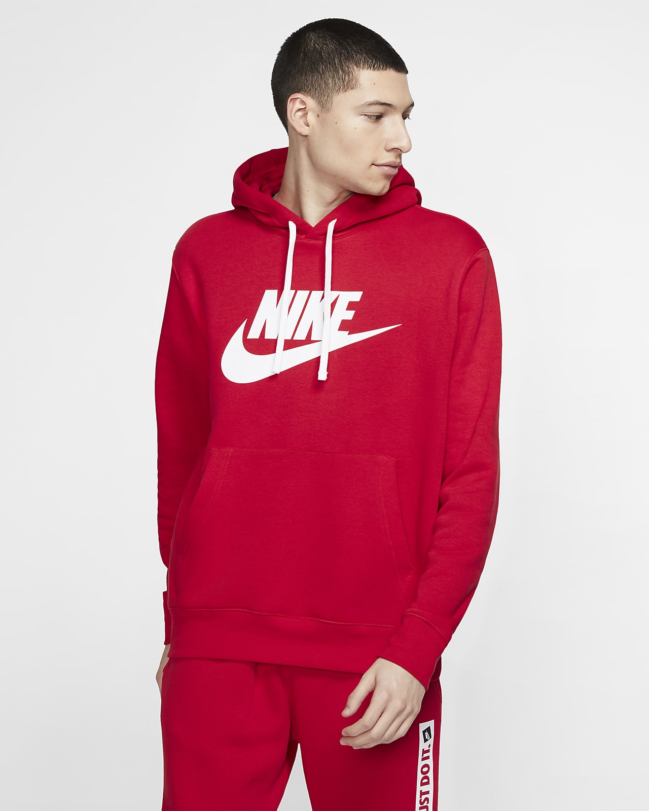 nike club pullover hoodie red