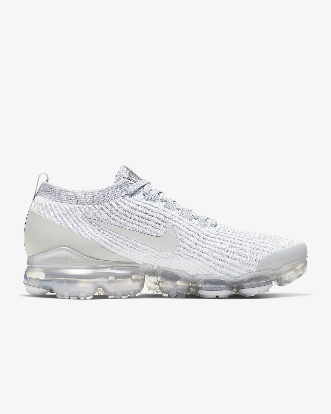 nike running vapormax flyknit trainers in white and gold