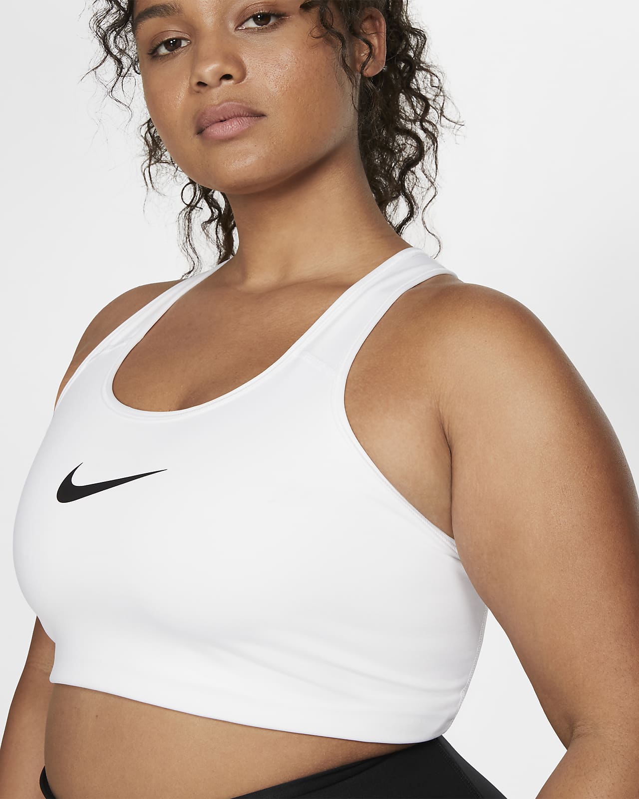Nike Women's Swoosh Medium-Support Non-Padded Futura Graphic Sports Bra (Plus  Size) in White - ShopStyle