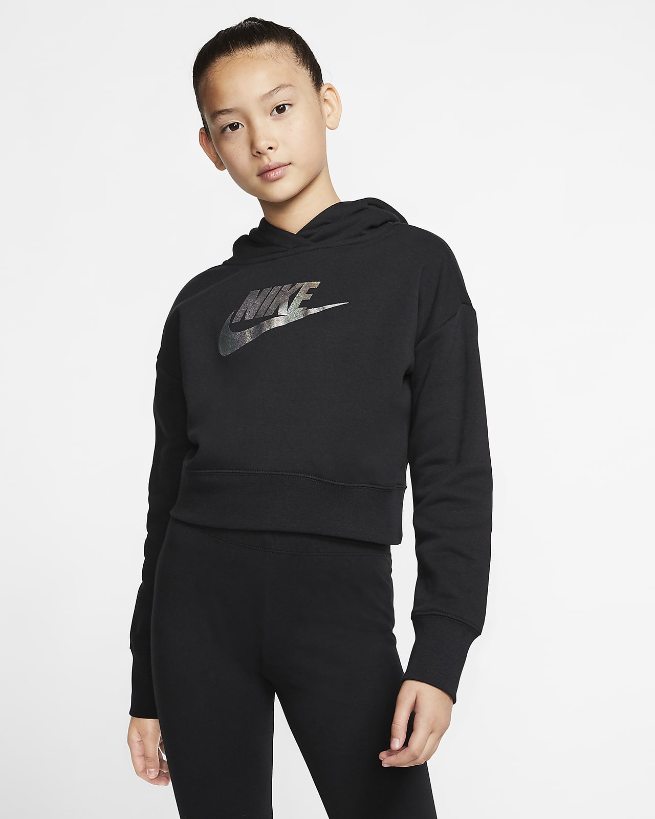 Nike Sportswear kort hettegenser til store barn (jente)