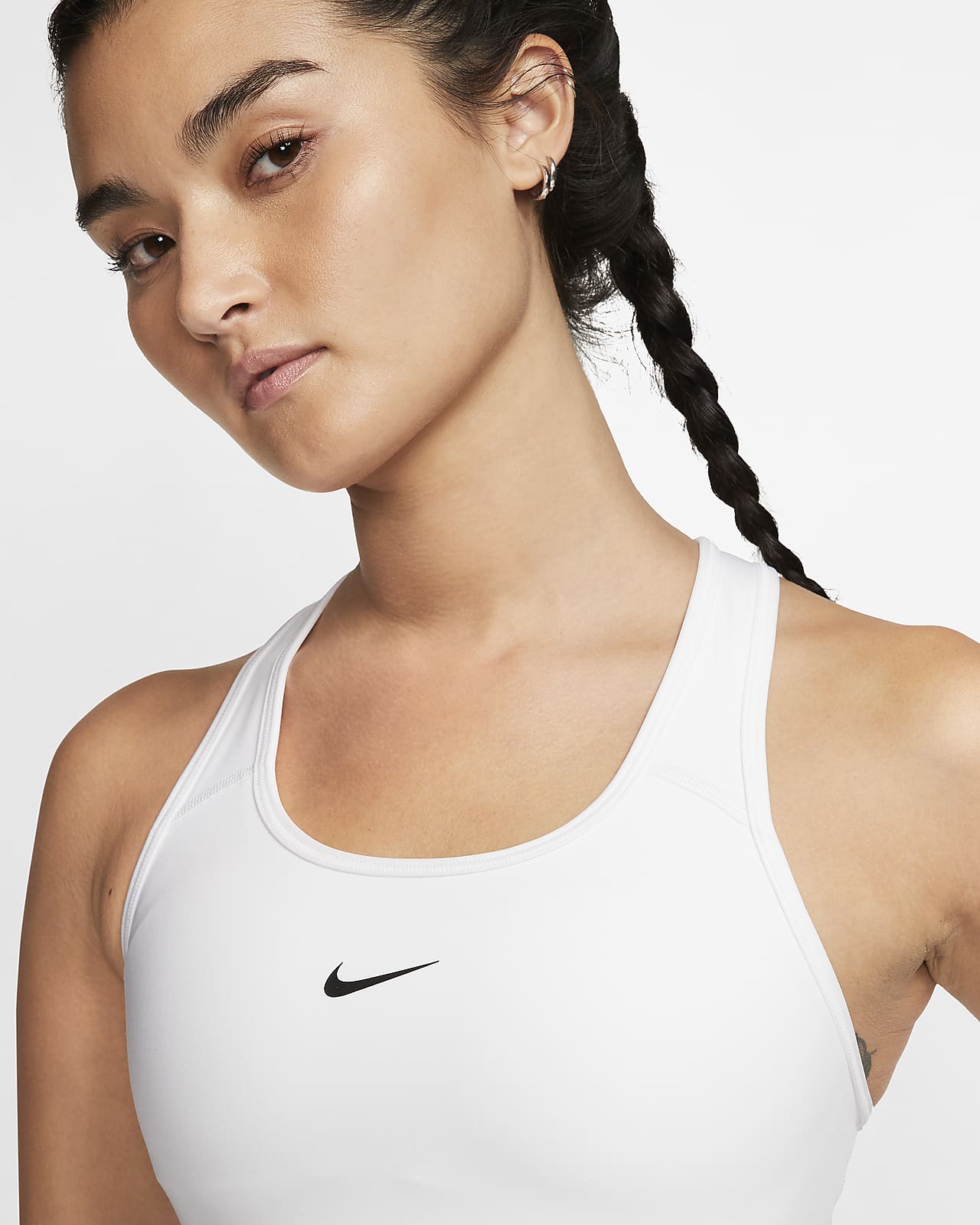 Nike Dri Fit Swoosh Medium Support Padded Sports Bra, Magic Ember