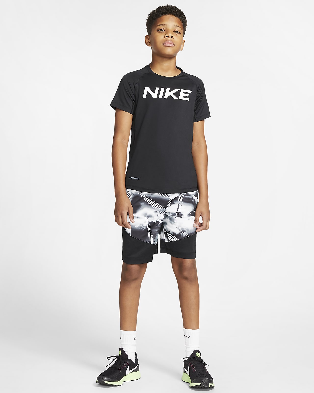 kids black nike shorts