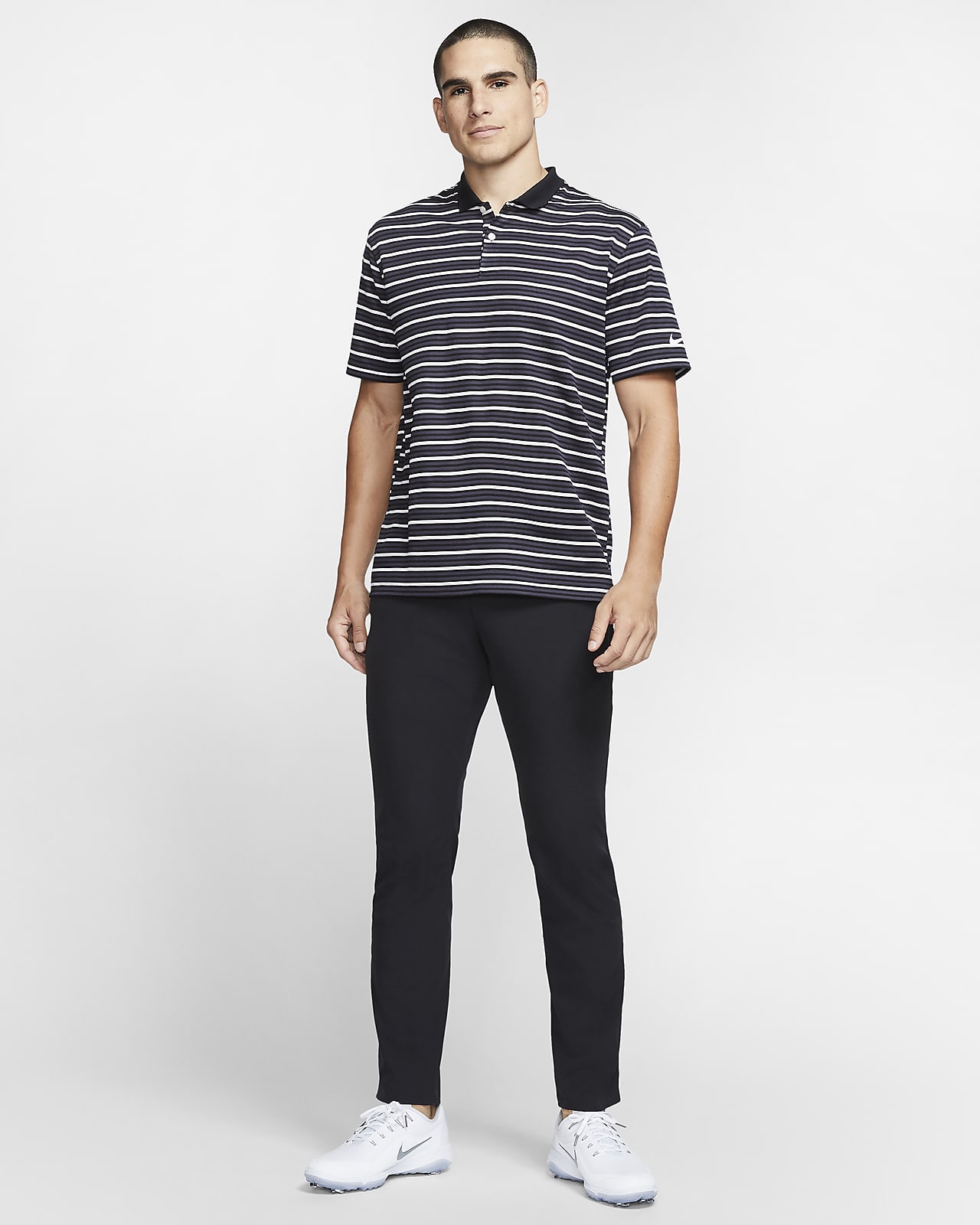 nike dri fit striped polo