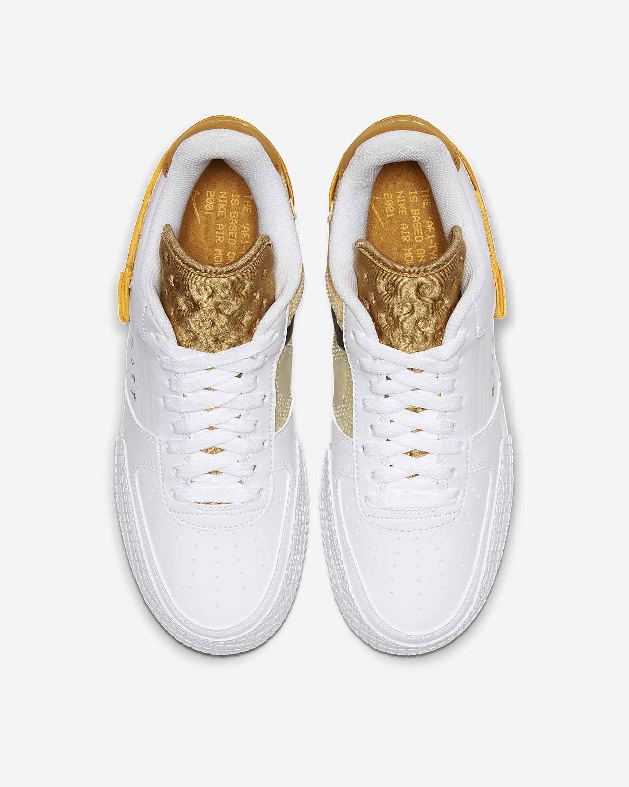 nike shoes gold and white