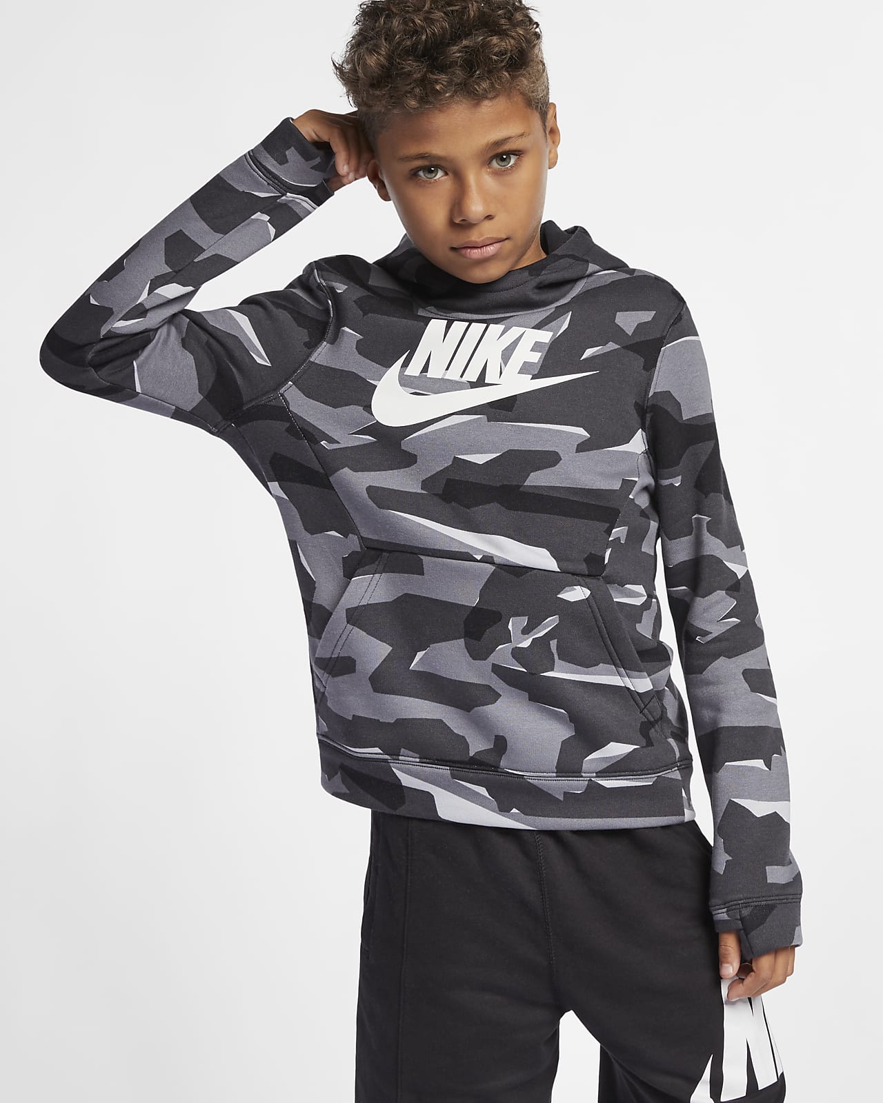 Nike Sportswear Kamuflaj Desenli Genc Cocuk Erkek Kapusonlu Sweatshirt U Nike Tr