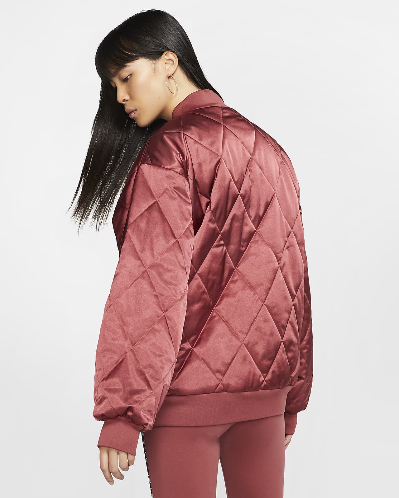 nike air quilted satin jacket