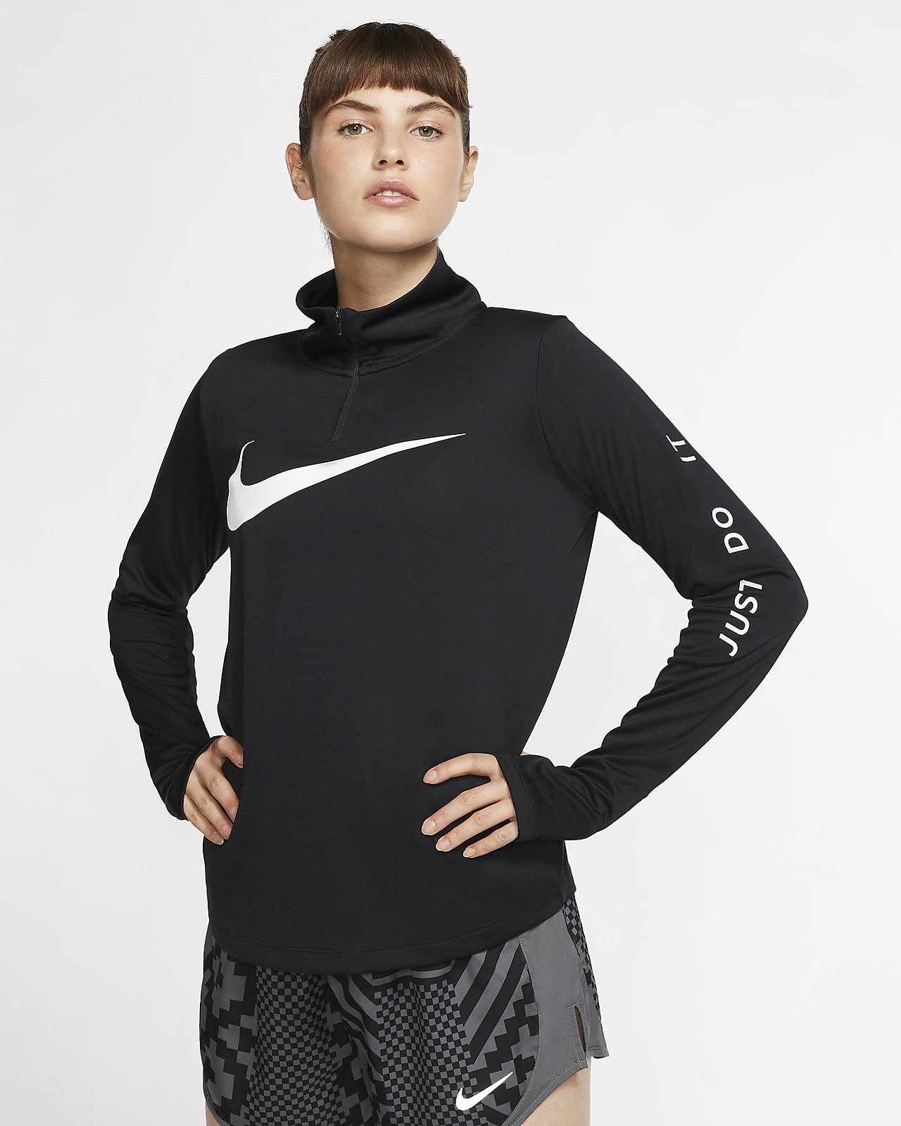 nike swoosh half zip running top