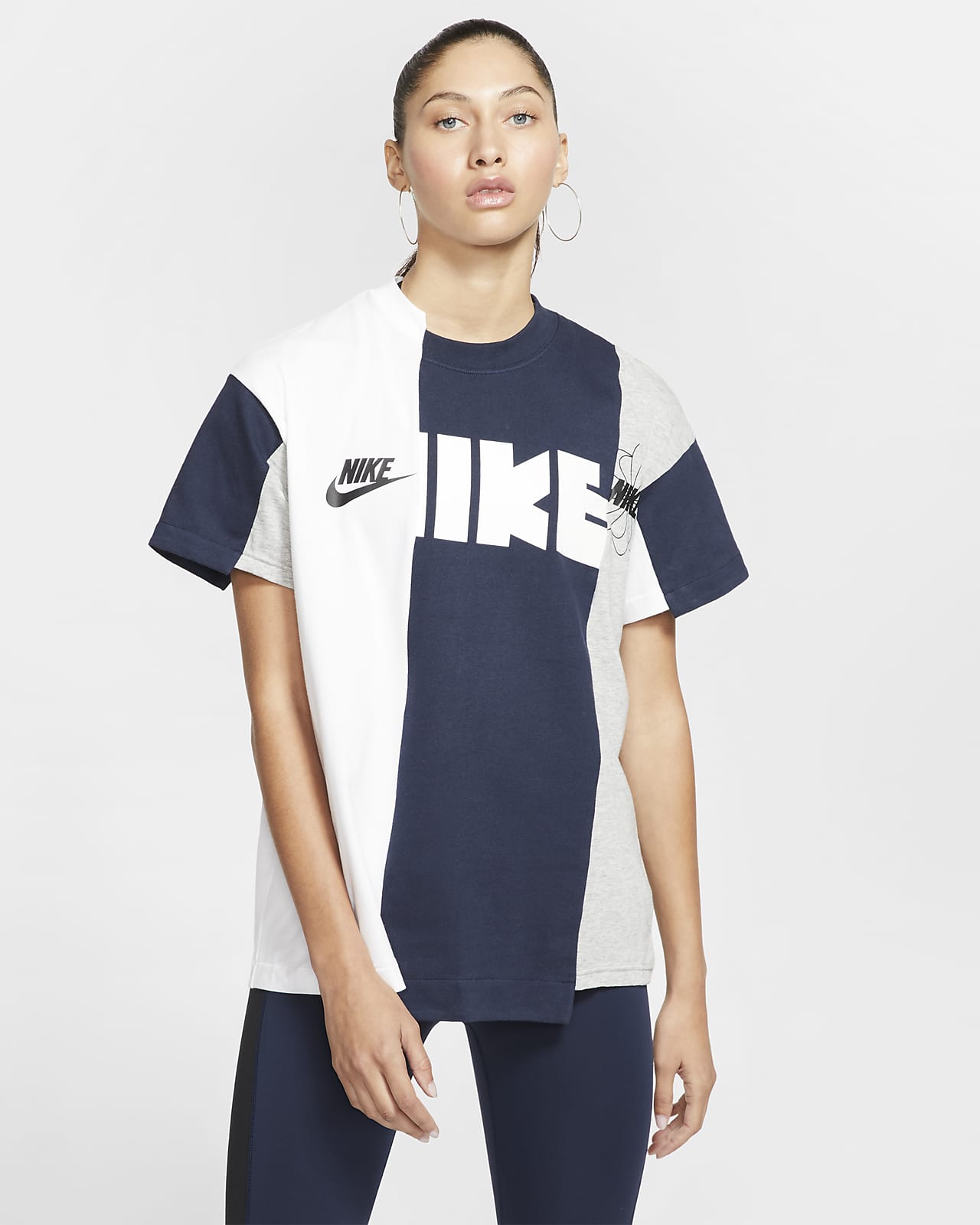 nike t shirt blue and white
