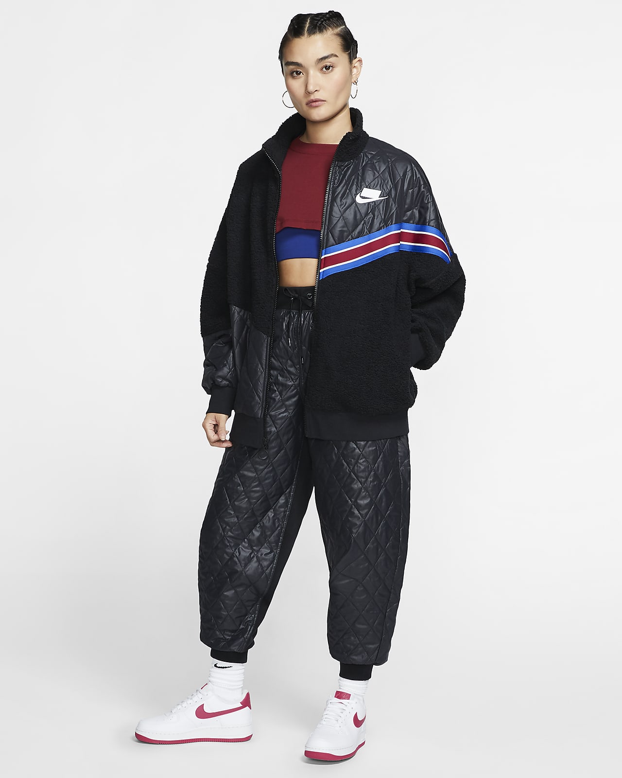 Träningsjacka med hel dragkedja Nike Sportswear Nike Sherpa för kvinnor Träningsjacka med hel dragkedja Nike Sportswear Nike Sherpa för kvinnor