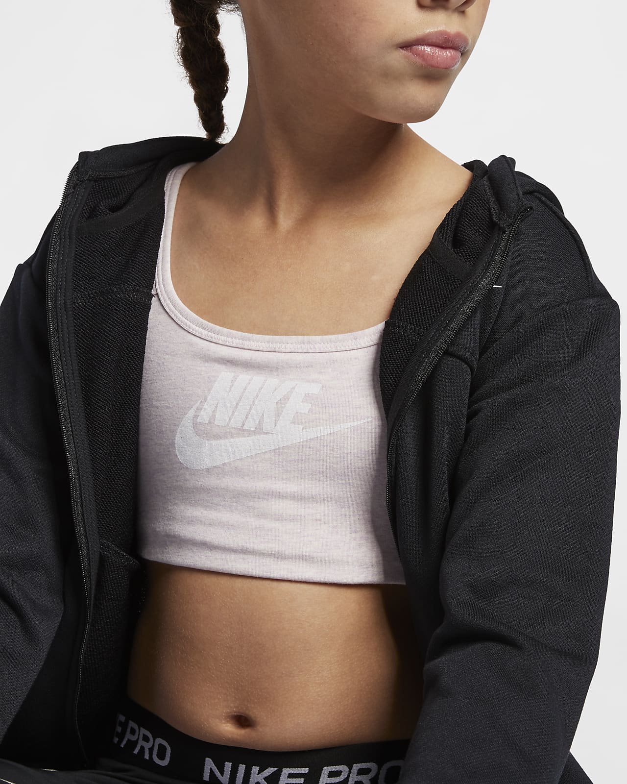 Nike Girls' Sportswear Classic Veneer Sports Bra Black/White Medium