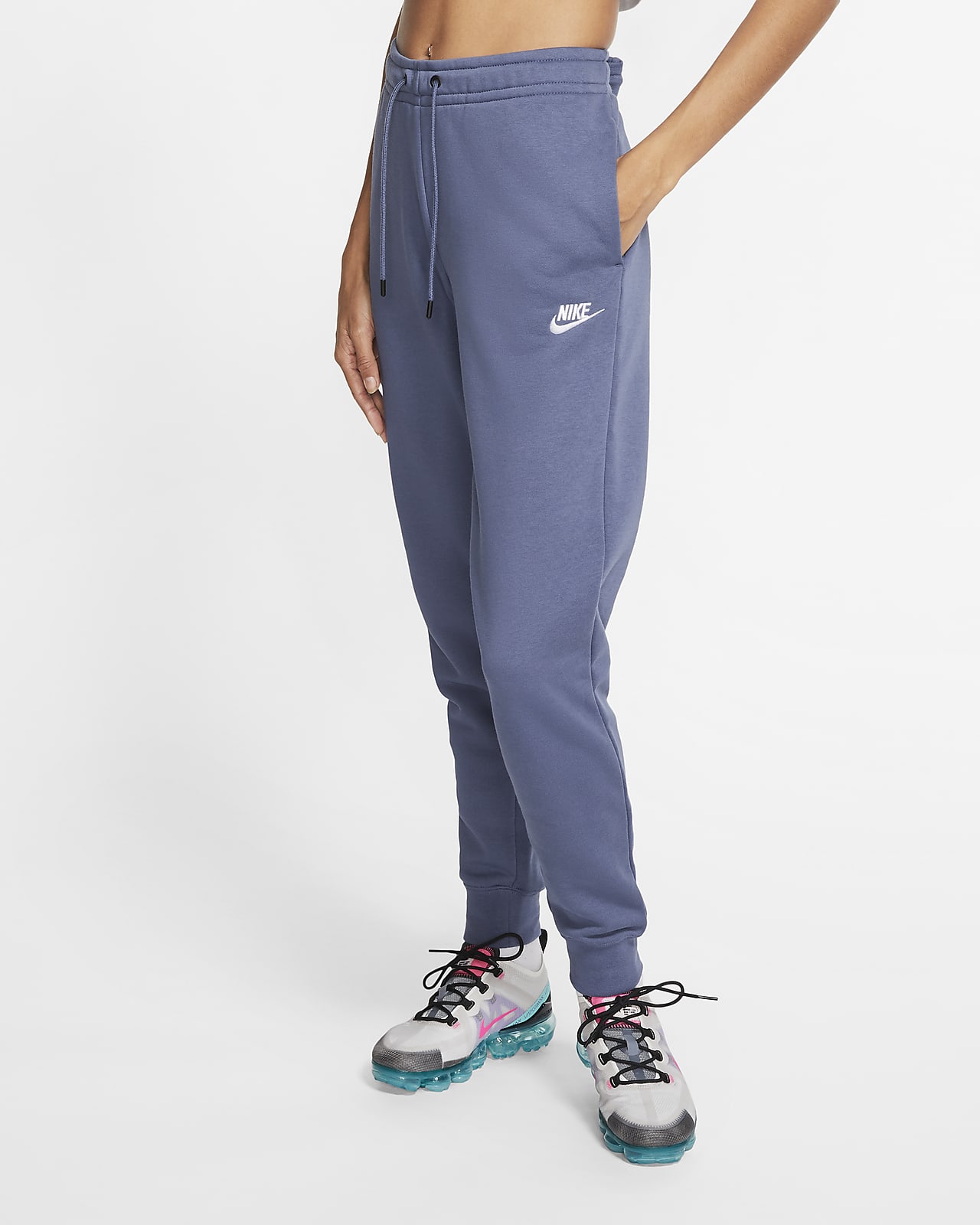 nike women's sportswear essential fleece jogger pants blue void