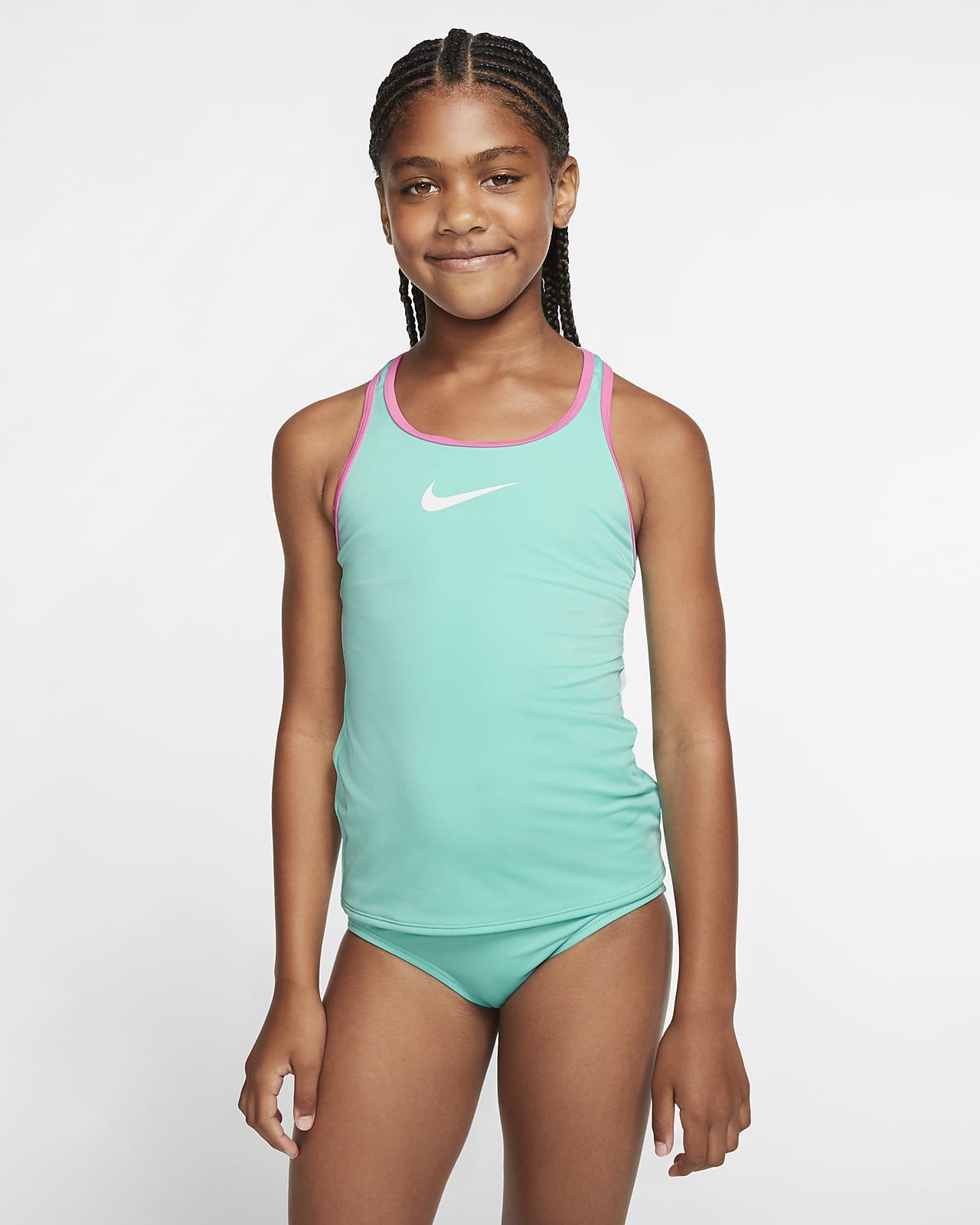 Traje de baño tipo Tankini con espalda deportiva para niña talla grande Nike  Essential. Nike.com