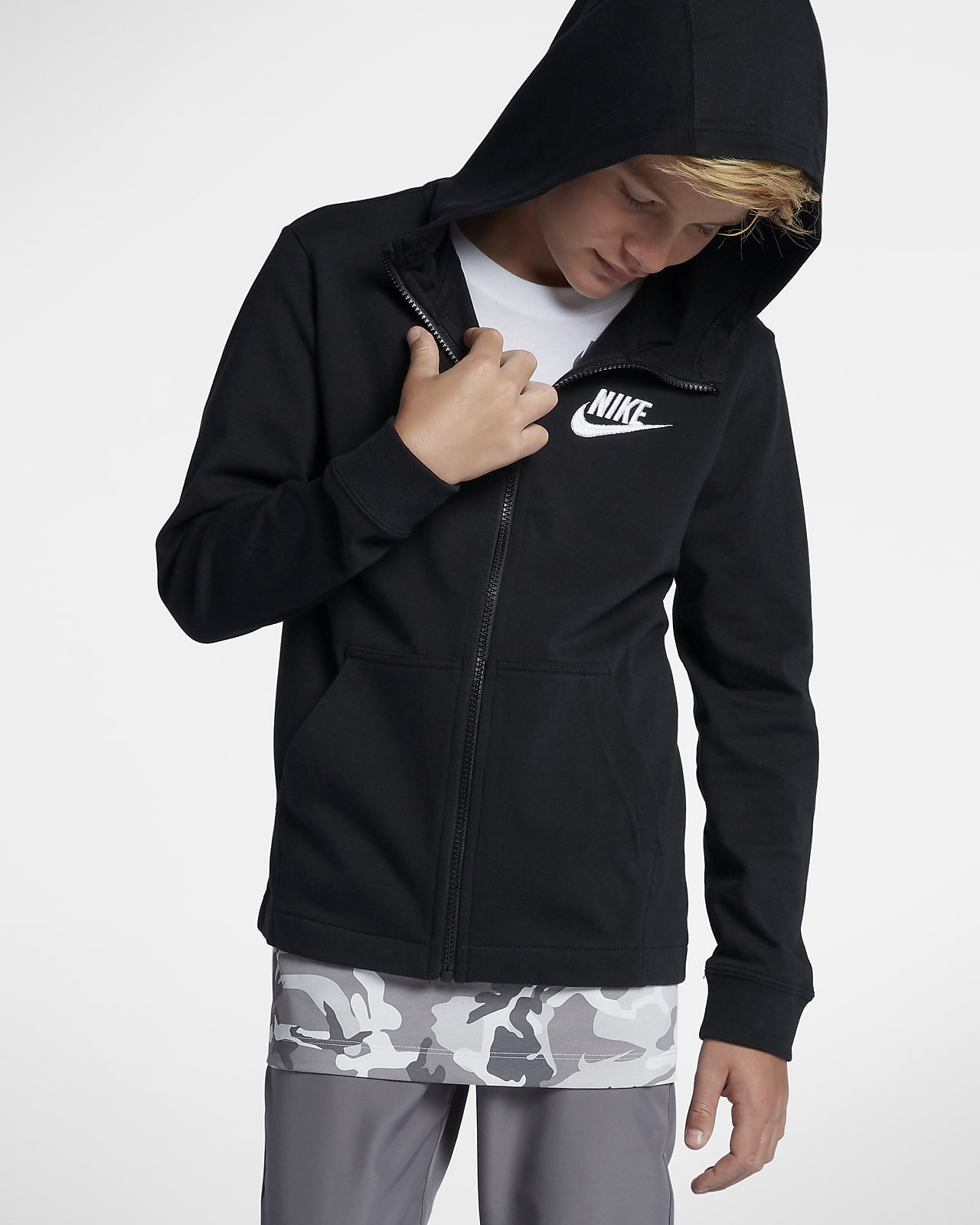 Sudadera con capucha de cierre completo para niño talla grande Nike  Sportswear. Nike.com