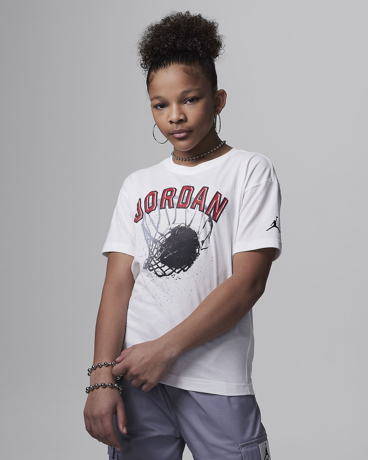 Jordan Hoop Style-T-shirt med grafik til større børn