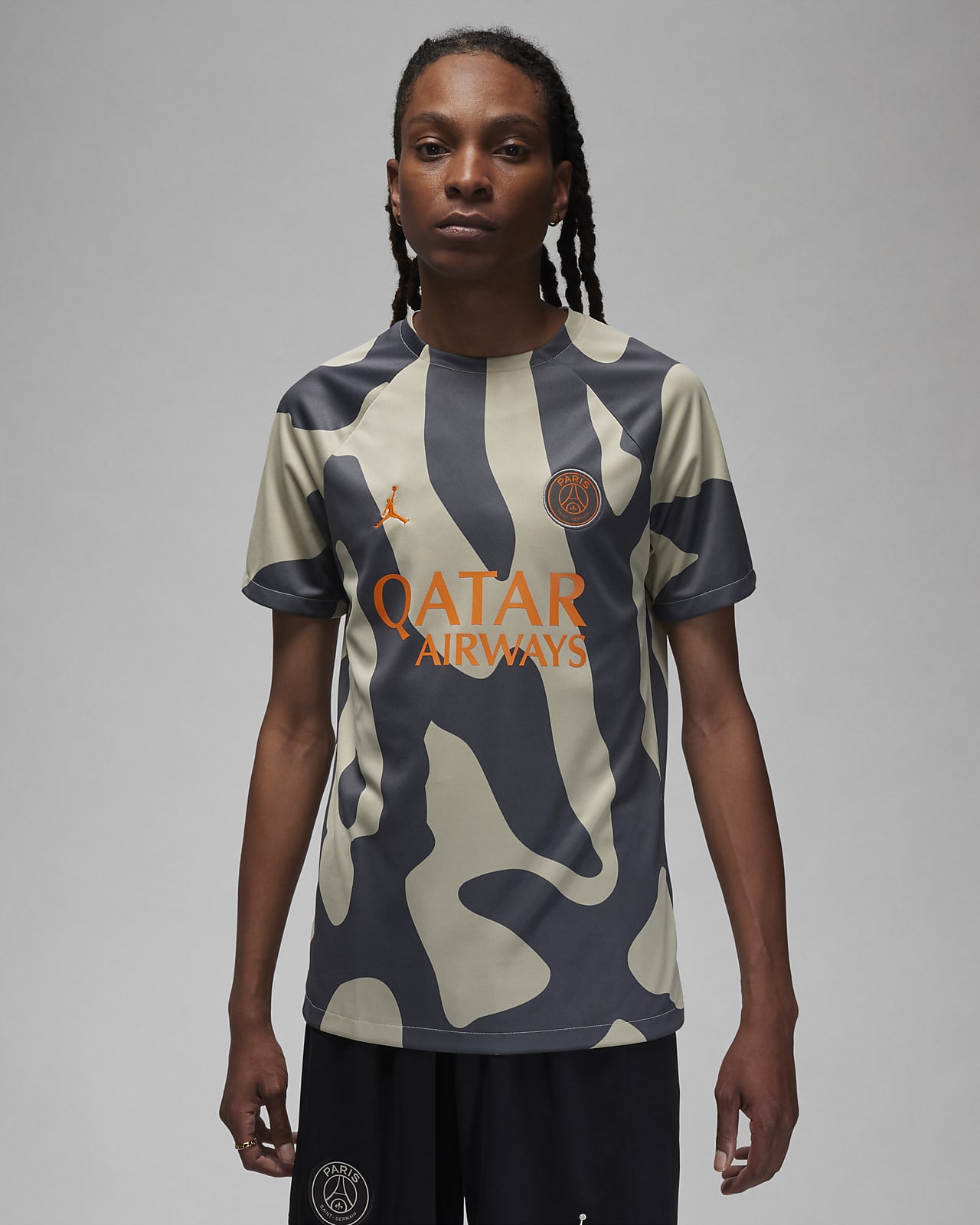Męska przedmeczowa koszulka piłkarska z krótkim rękawem Jordan Dri-FIT Paris Saint-Germain Academy Pro (wersja trzecia)