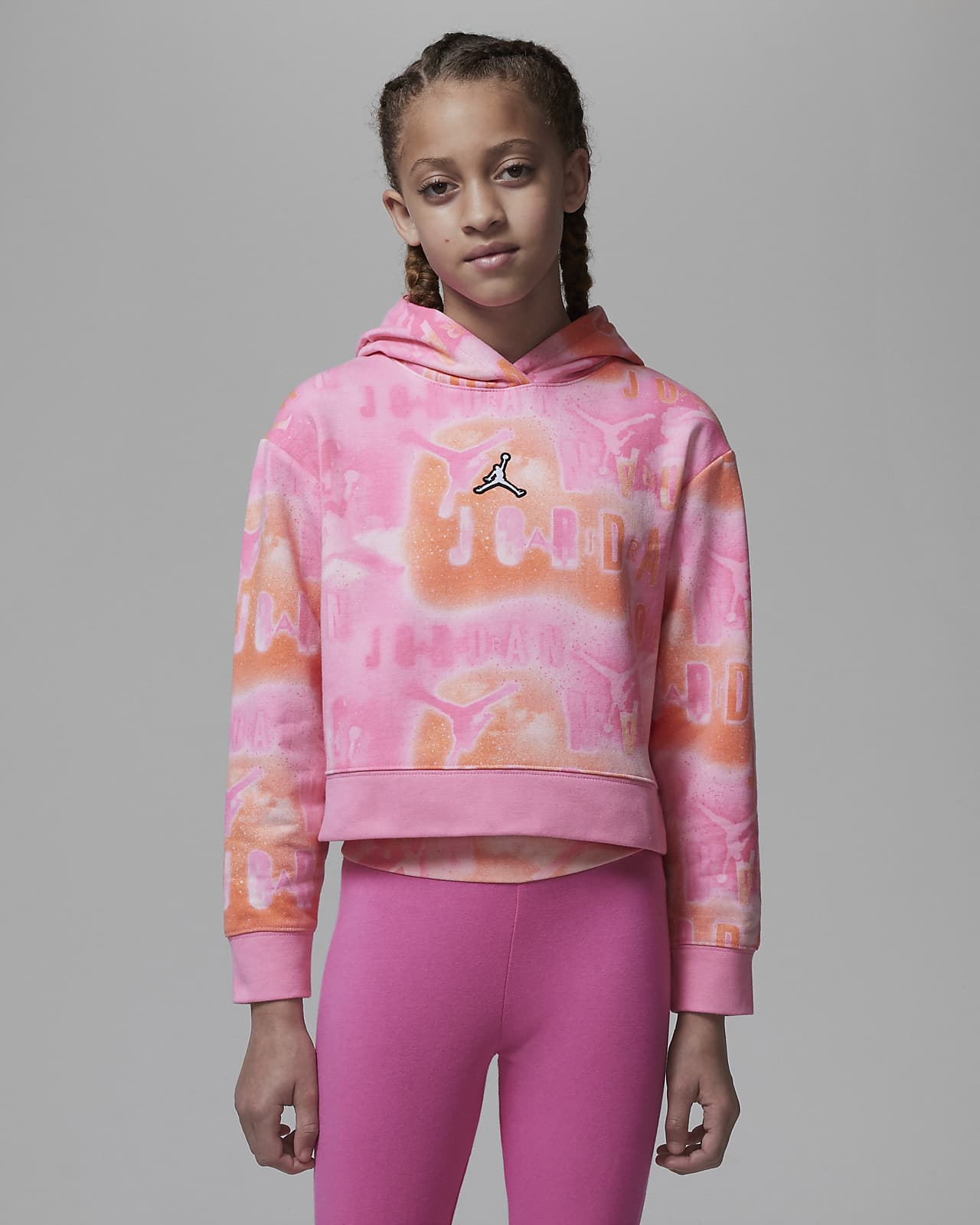 Jordan Essentials Boxy-pullover-hættetrøje med print til større børn