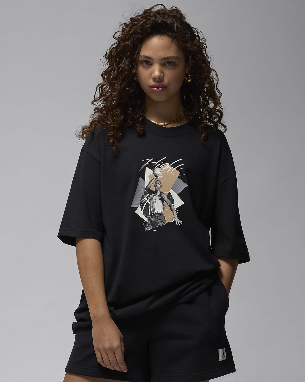 Jordan Bol Kesimli Grafikli Kadın Tişörtü