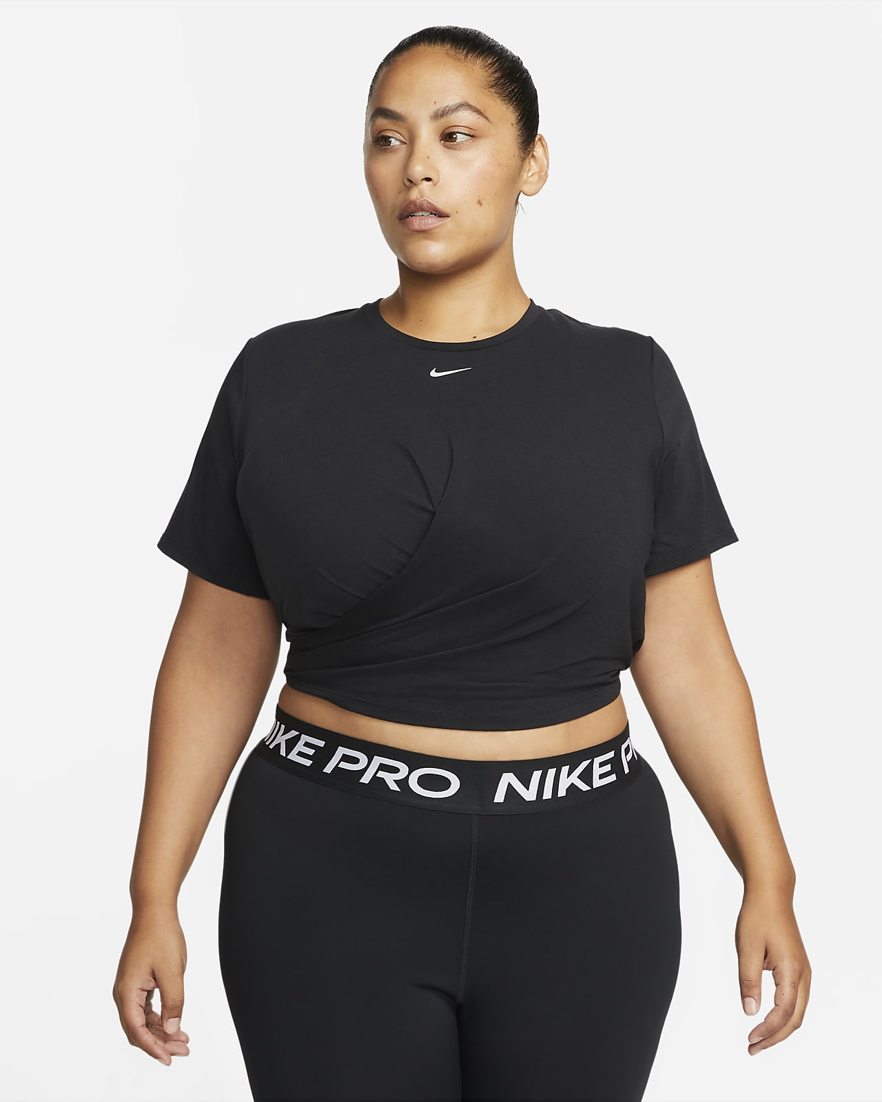 Nike Dri-FIT One Luxe Women's Twist Cropped Short-Sleeve Top (Plus Size)