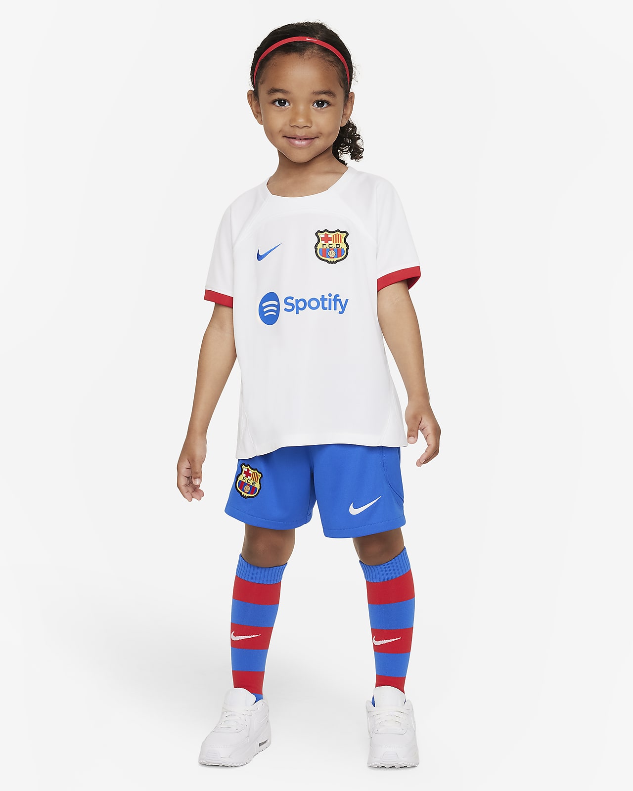 FC Barcelona 2023/24 Away dreiteiliges Nike Dri-FIT-Set für jüngere Kinder