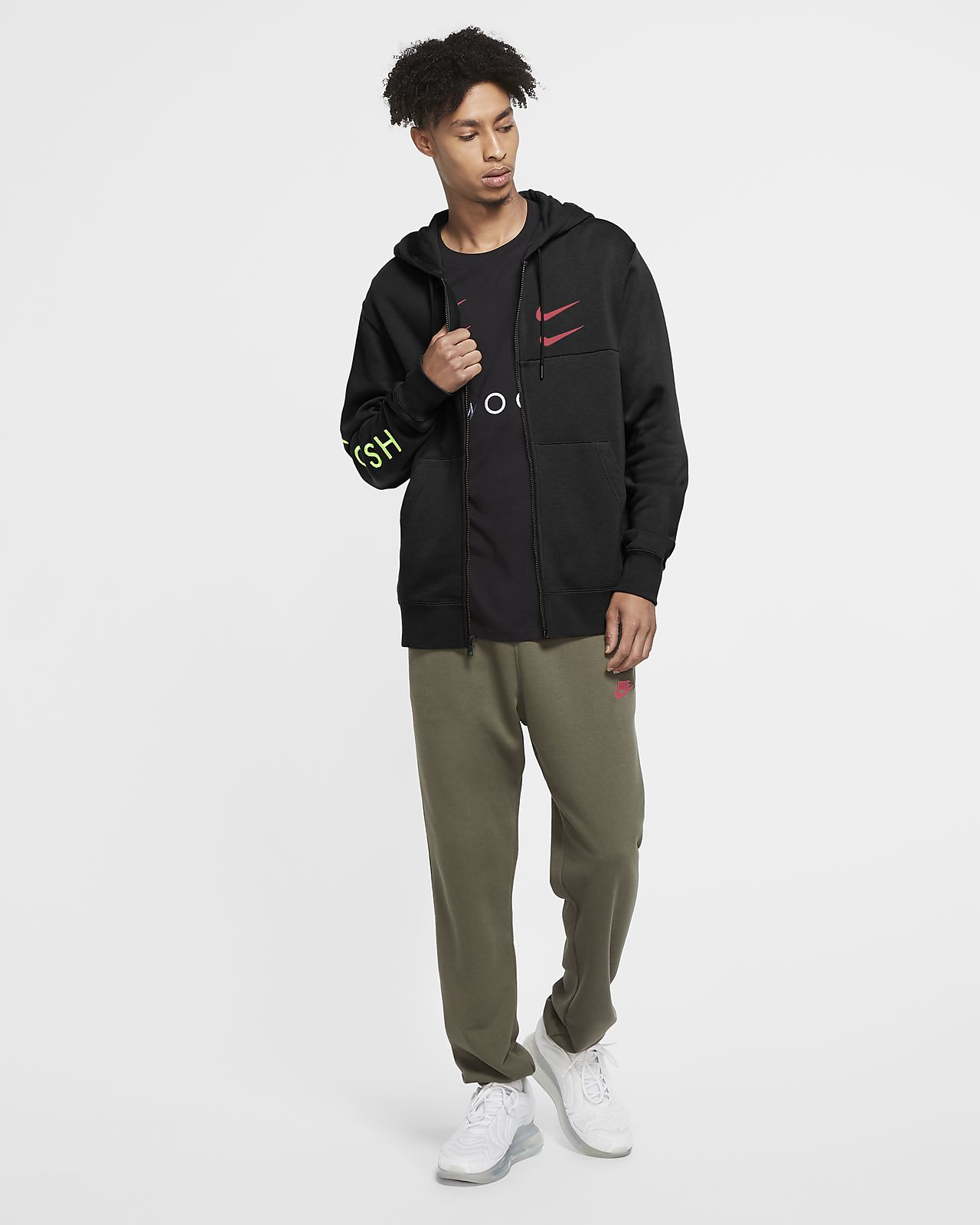 nike sportswear swoosh woven full zip jacket