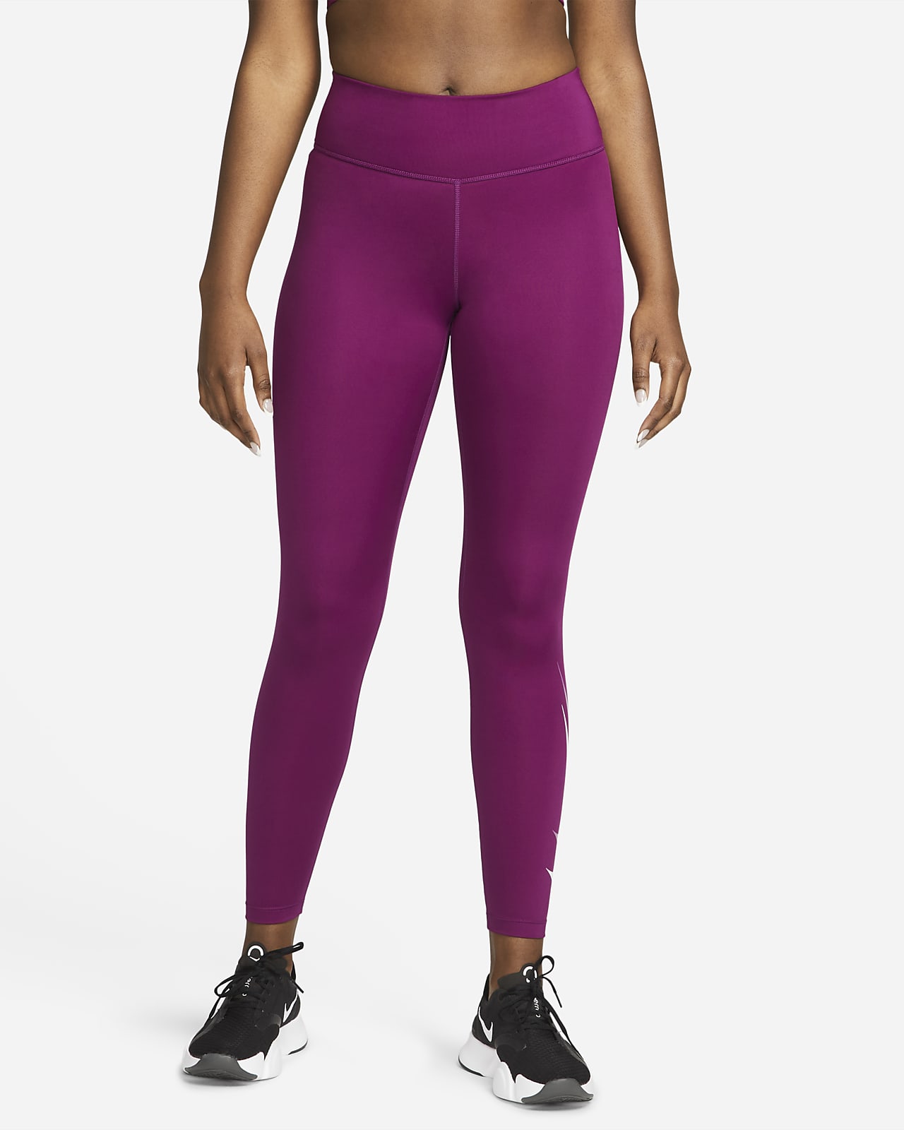 Leggings de running a 7/8 de cintura normal com grafismo Nike Swoosh Run para mulher