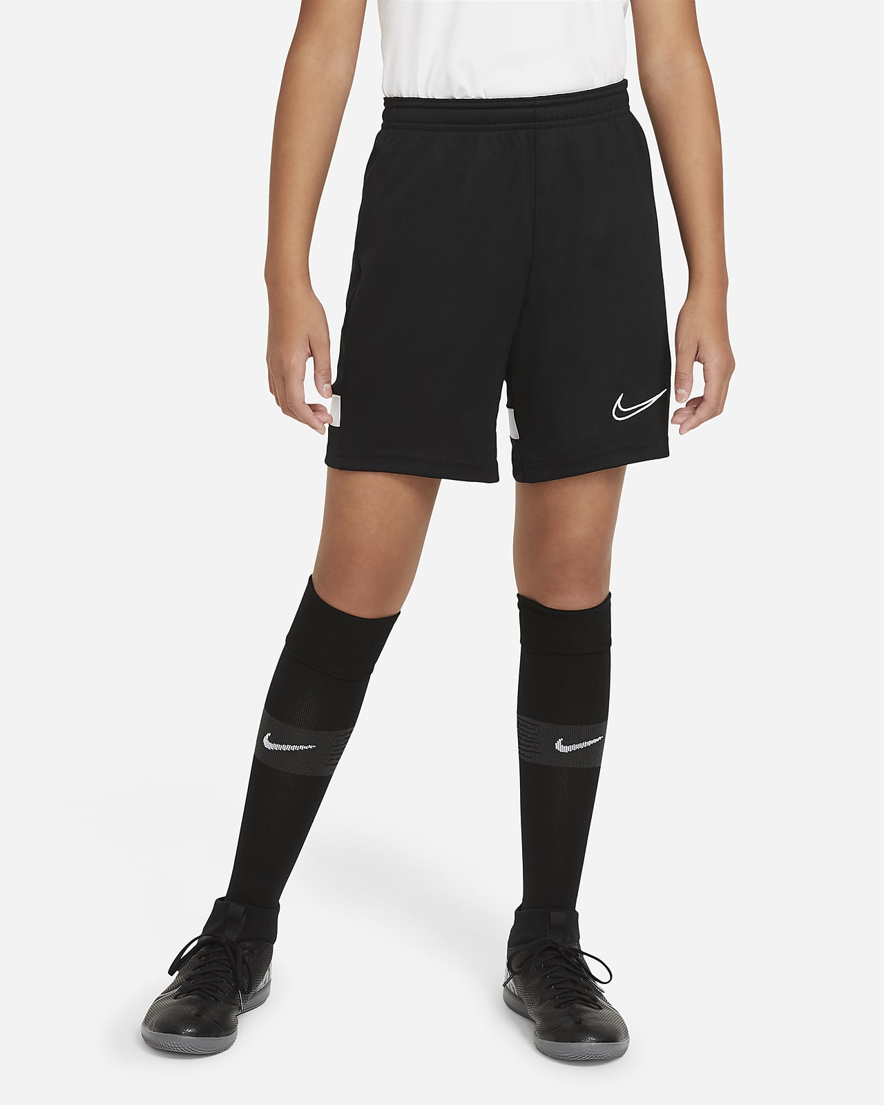 กางเกงฟุตบอลถักขาสั้นเด็กโต Nike Dri-FIT Academy